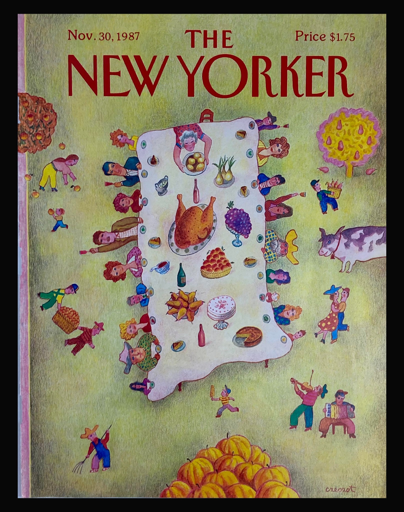 COVER ONLY The New Yorker November 30 1987 Feast with Family by Andrzej Czeczot