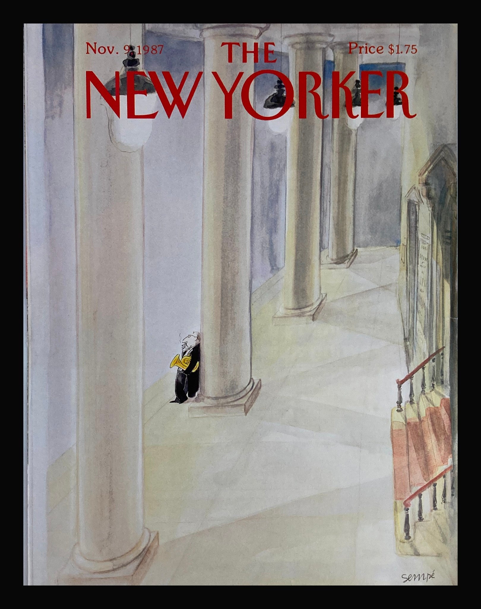 COVER ONLY The New Yorker November 9 1987 Musician a Break by Jean-Jacques Sempe