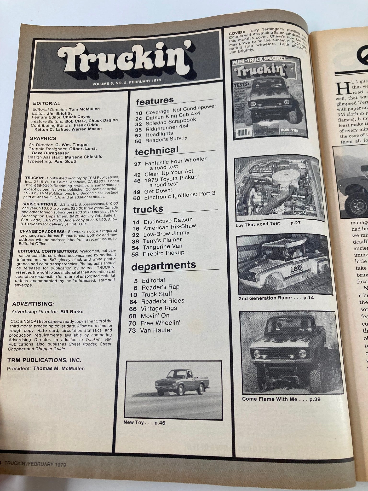 VTG Truckin Magazine February 1979 Toyota Auto Luv 4x4 Tests No Label