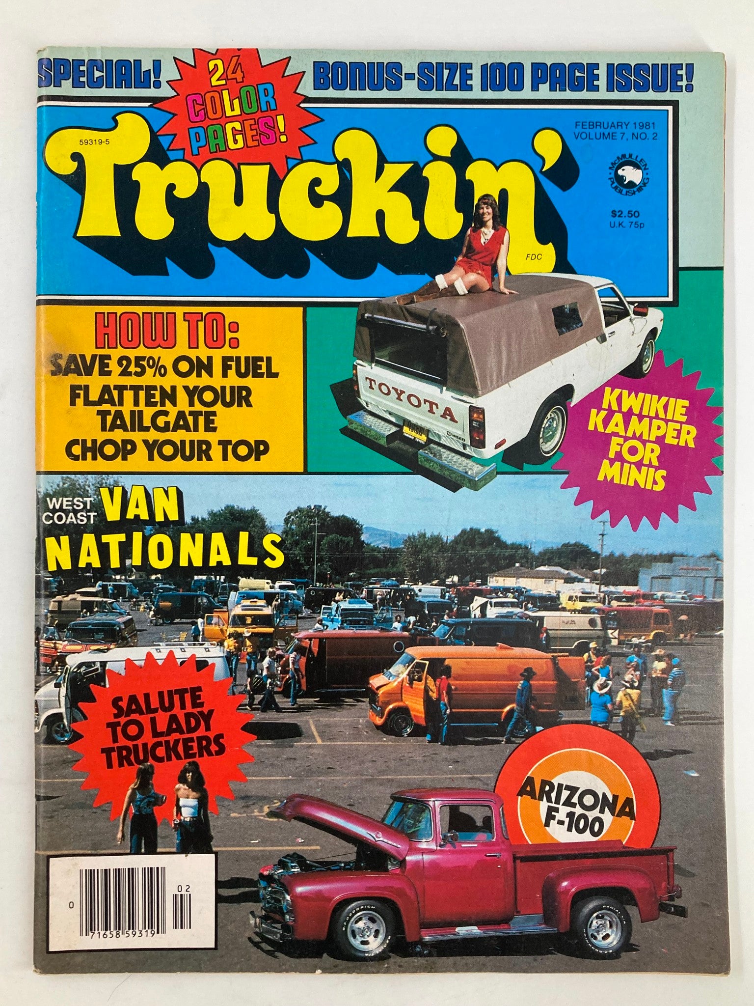 VTG Truckin Magazine February 1981 Shirley Adams Lounges Kwikie Kamper No Label