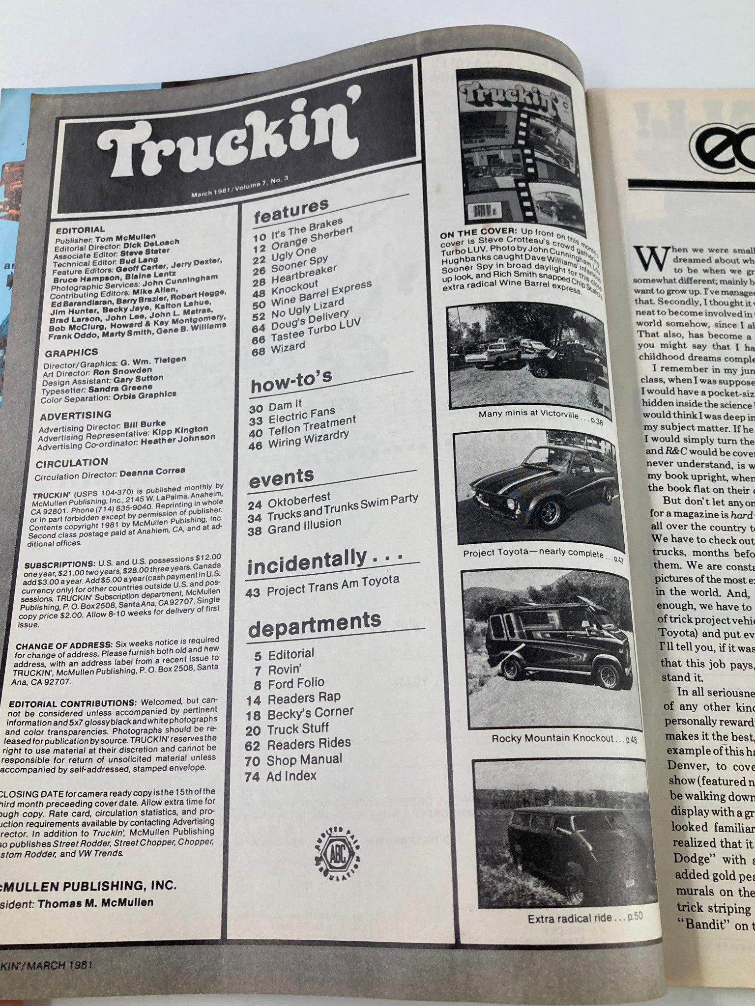 VTG Truckin Magazine March 1981 Steve Crotteau and Chip Scallo No Label