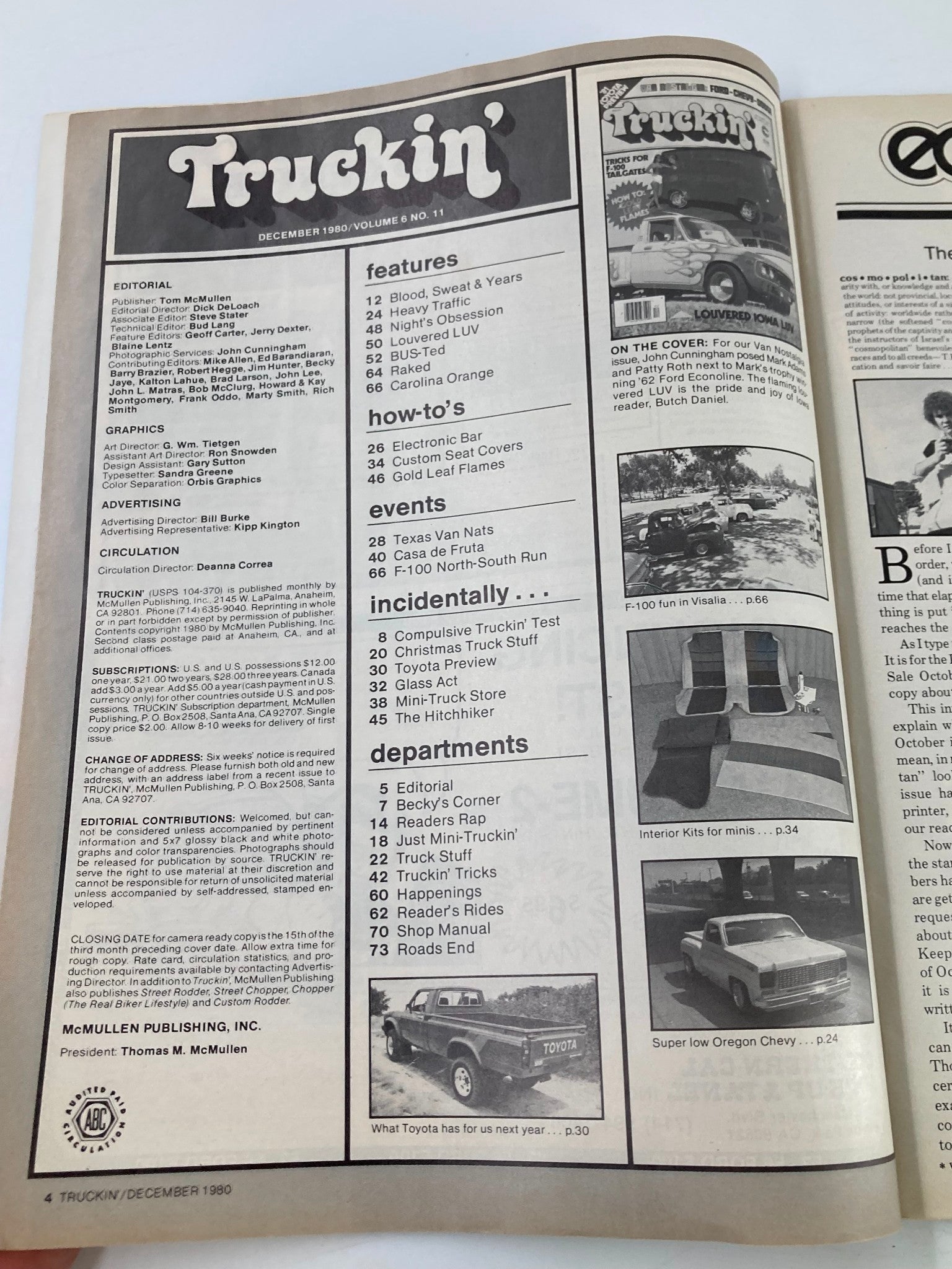 VTG Truckin Magazine December 1980 Tricks for F-100 Tailgates No Label