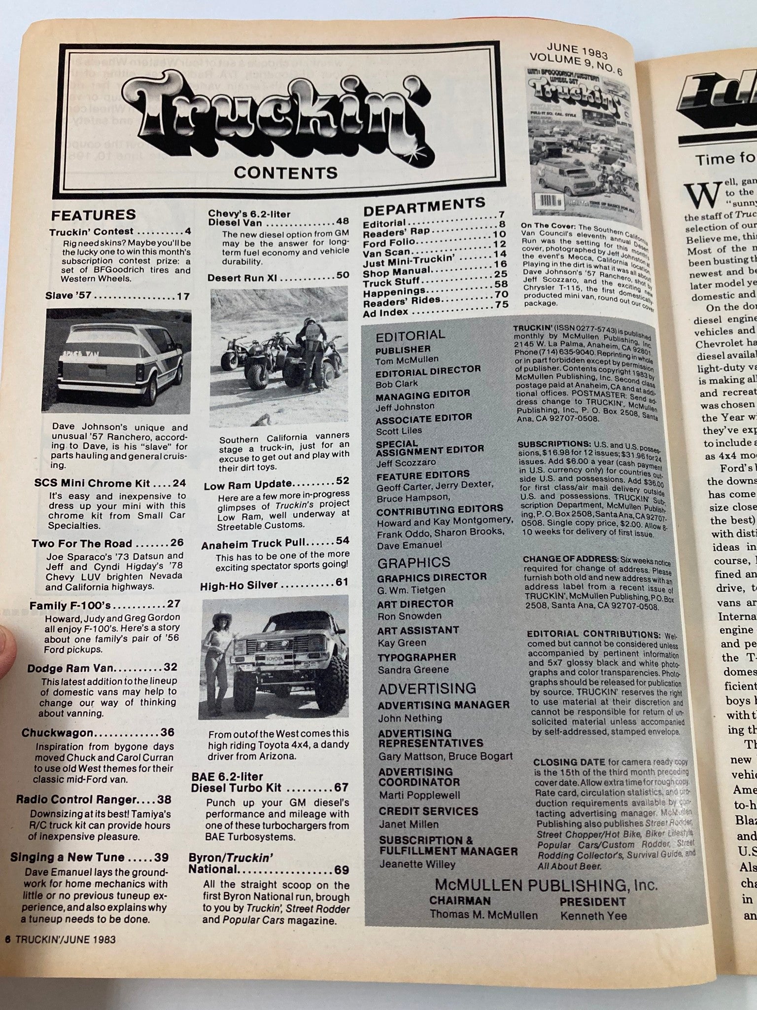 VTG Truckin Magazine June 1983 Tune Up Basics For All Mini Chrome Kit No Label