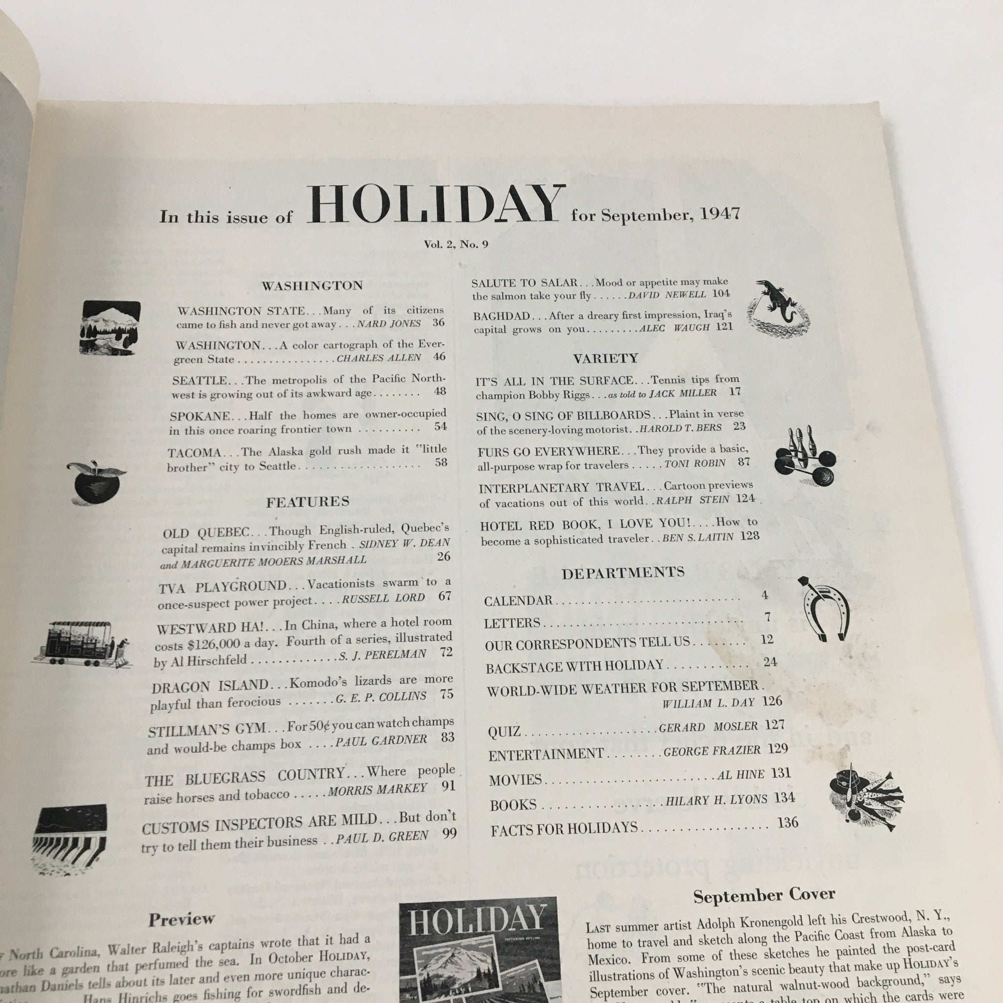 Holiday Magazine September 1947 The Pacific Coast From Alaska to Mexico No Label