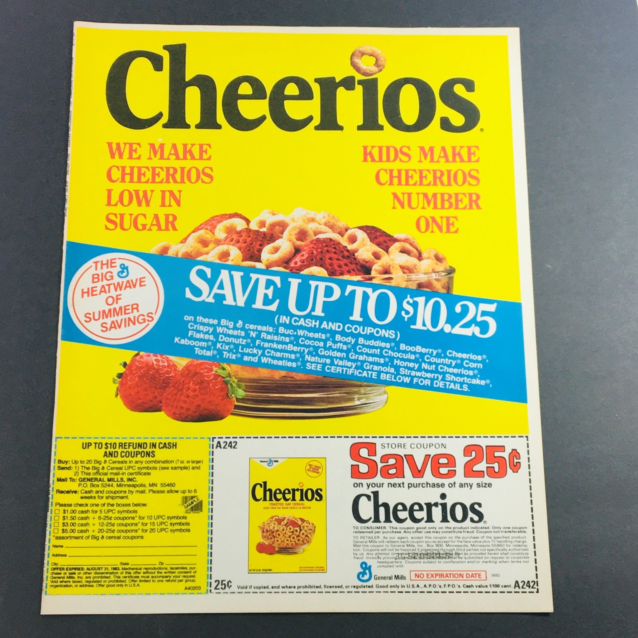 VTG Retro 1983 General Mills Cheerios Toasted Oat Cereal Refund Ad Coupon