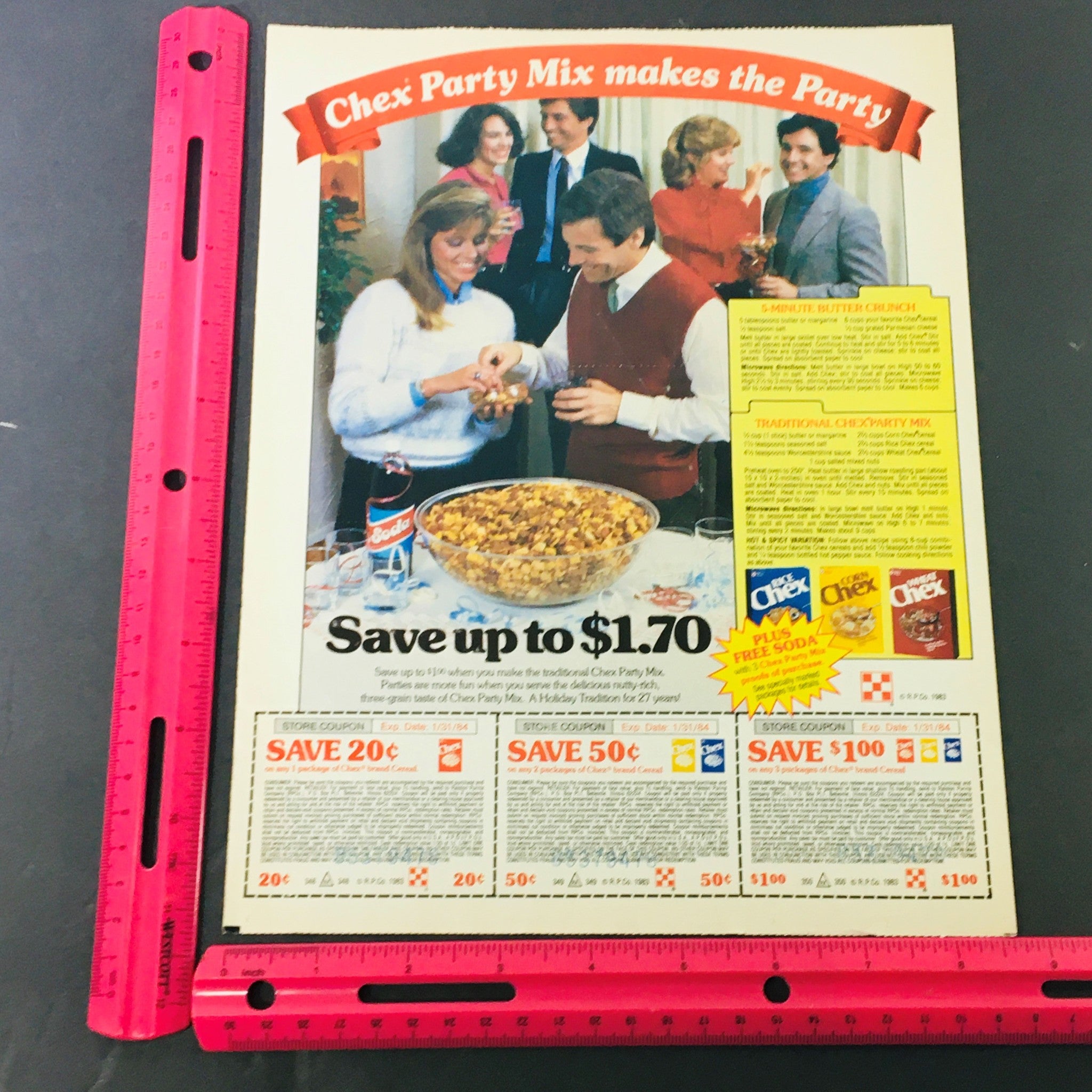 VTG Retro 1984 Chex Party Mix Cereal & Rice-A-Roni Gourmet Treats Ad Coupon