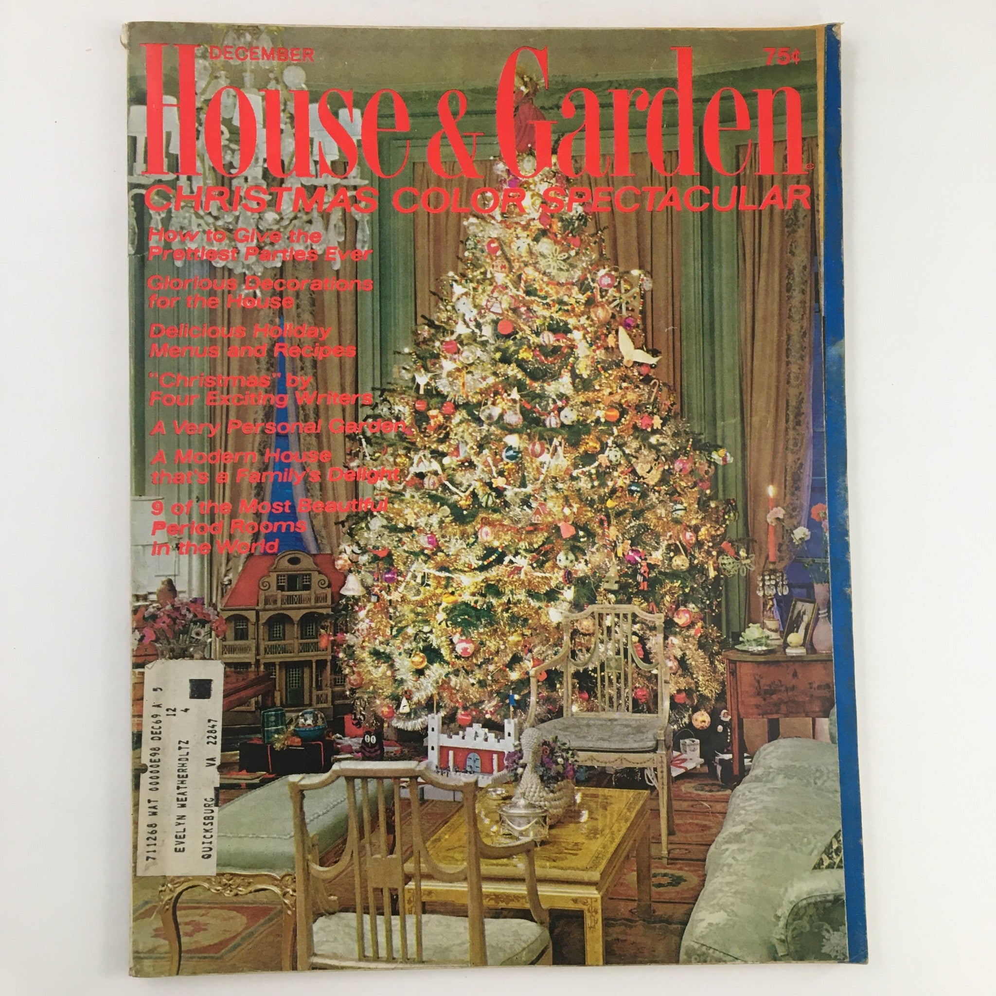 House & Garden Magazine December 1969 The Christmas Tree in Wyatt Cooper House