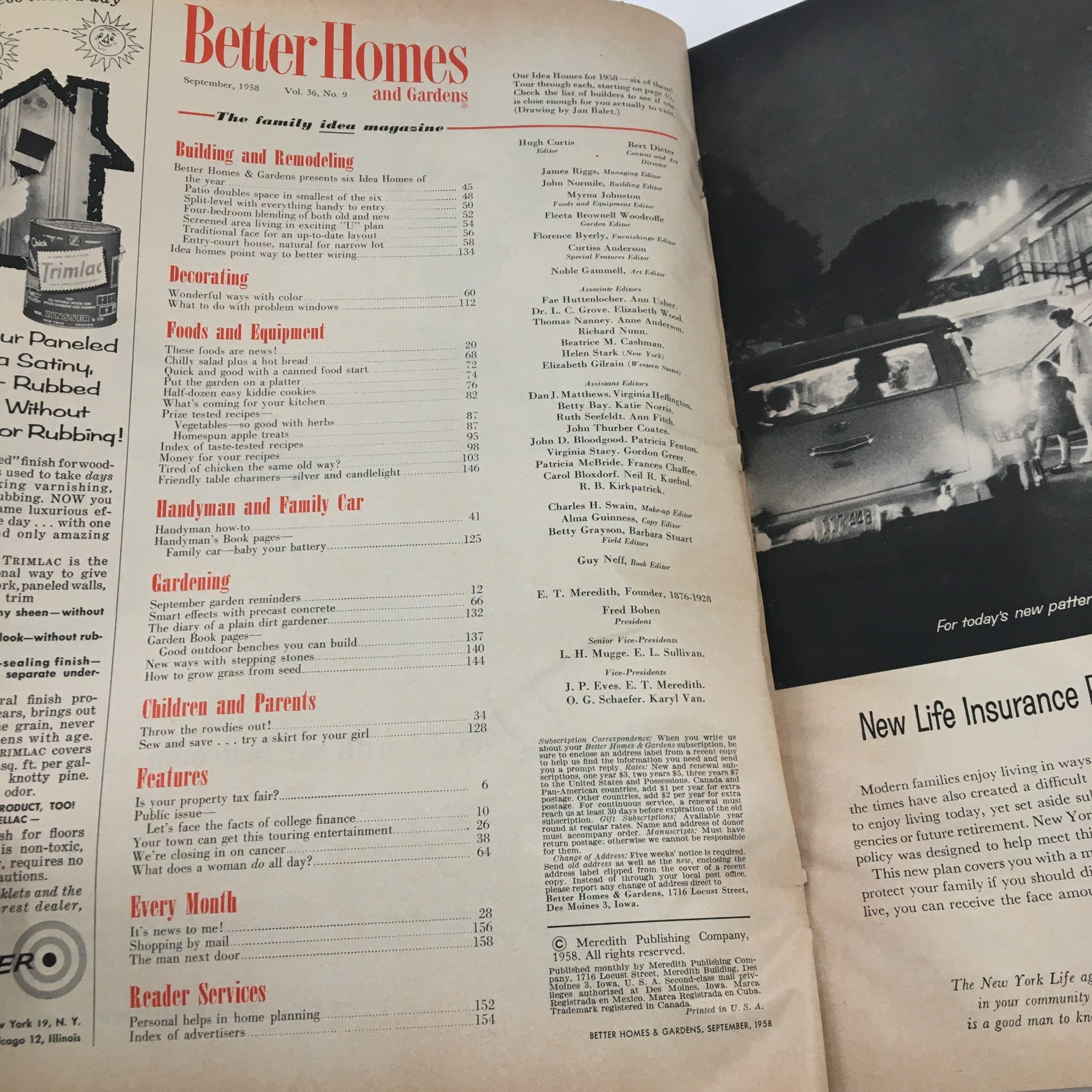 Better Homes & Gardens September 1958 Four-Bedroom Blending of Both Old & New