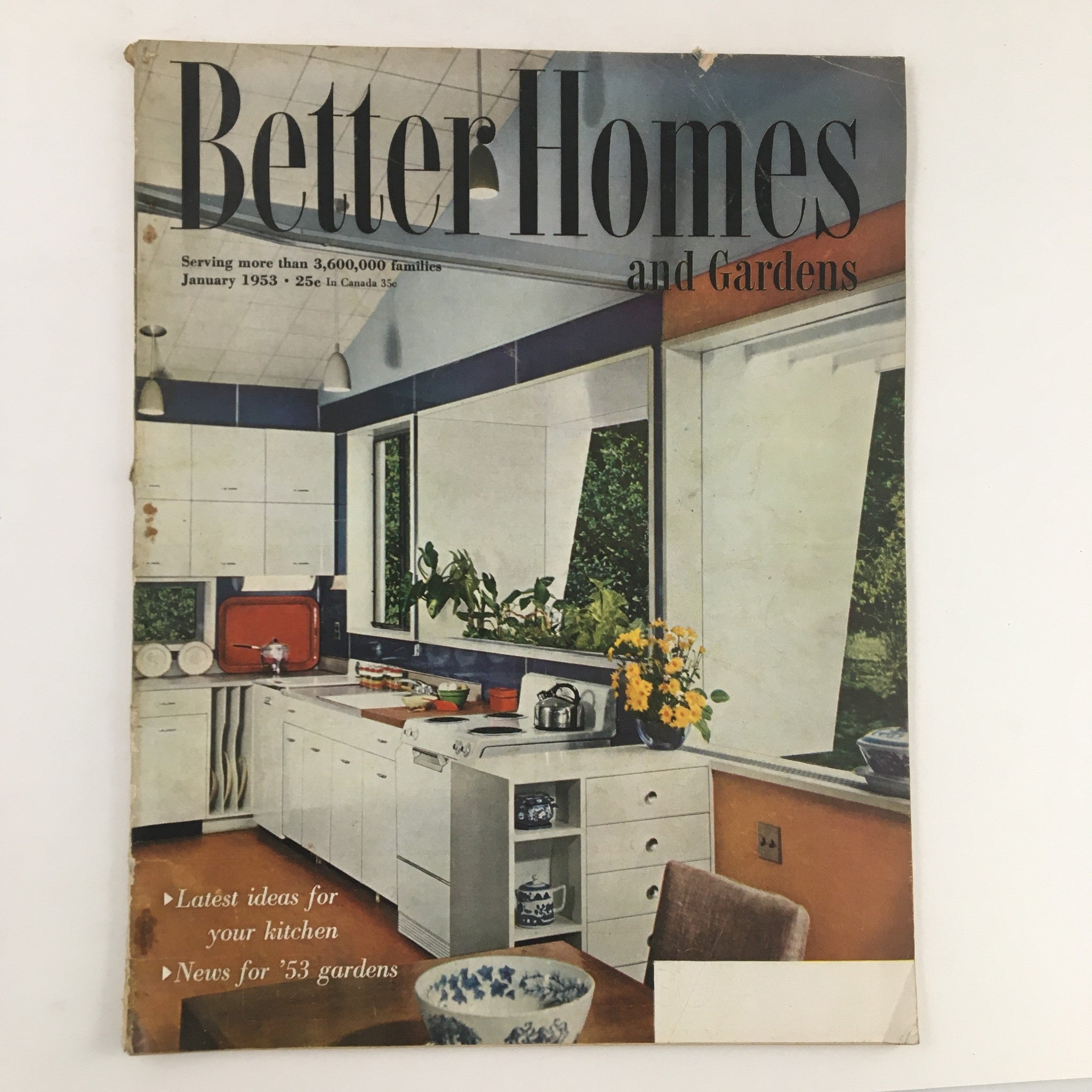 Cover of Better Homes & Gardens January 1953 featuring a kitchen design, emphasizing mid-century home décor.