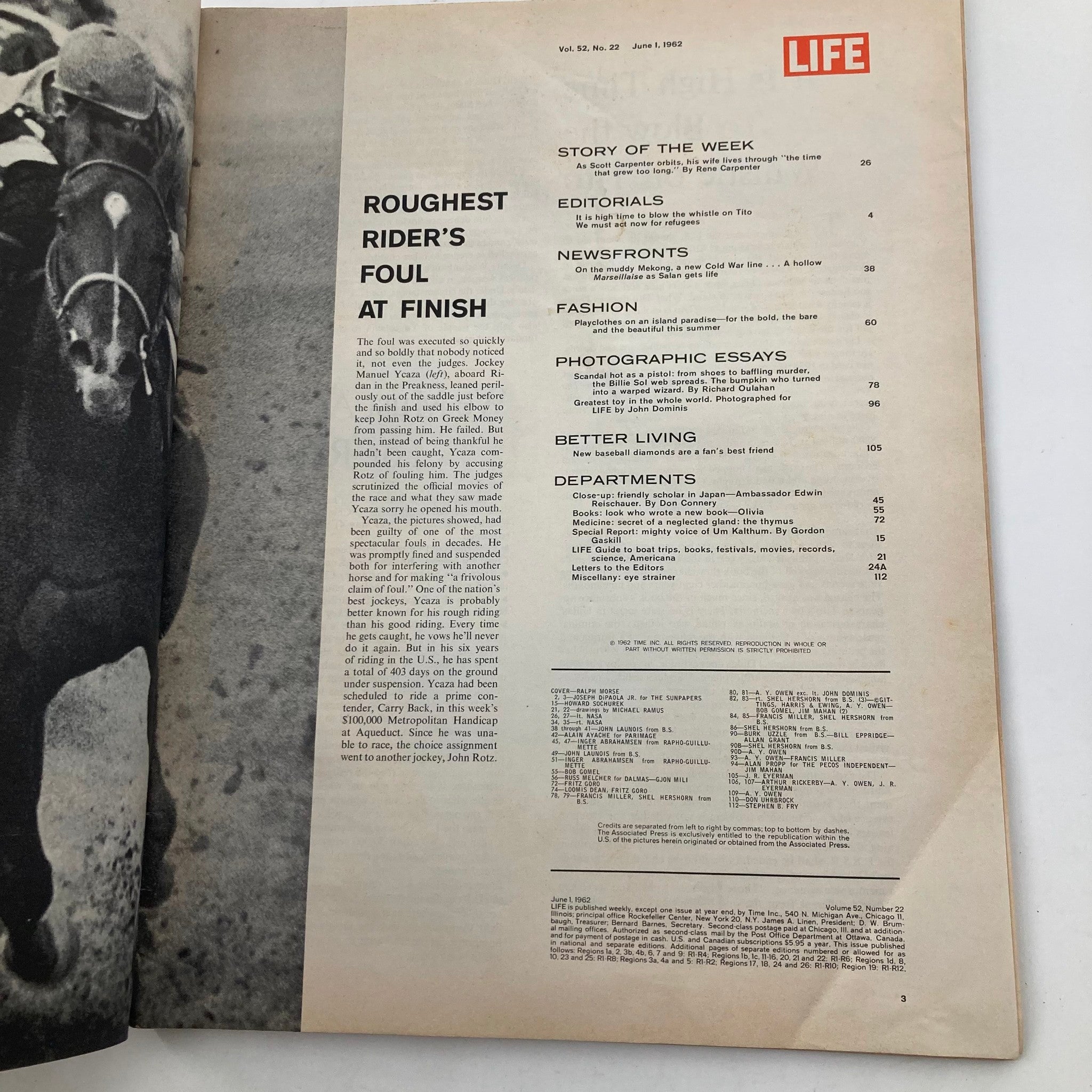 RES* Life Magazine June 1 1962 Vol 52 No. 22 Rene Carpenter Watches Scott Go Up