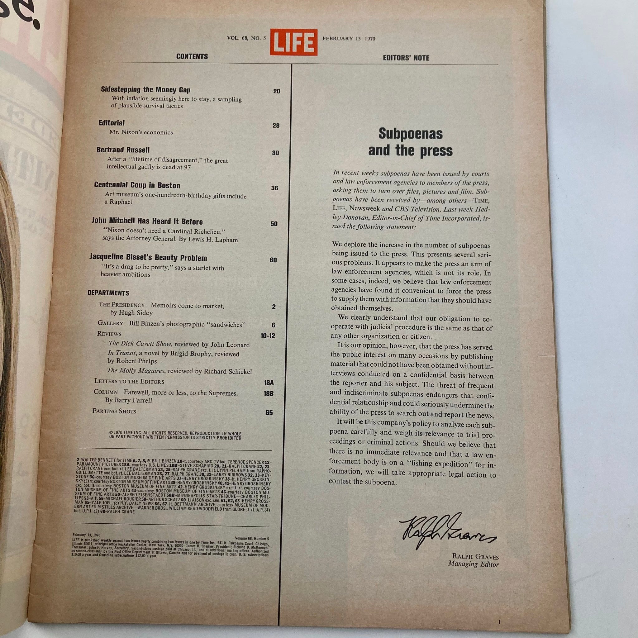 VTG Life Magazine February 13 1970 Vol 68 No. 5 Sidestepping Money Gap No Label