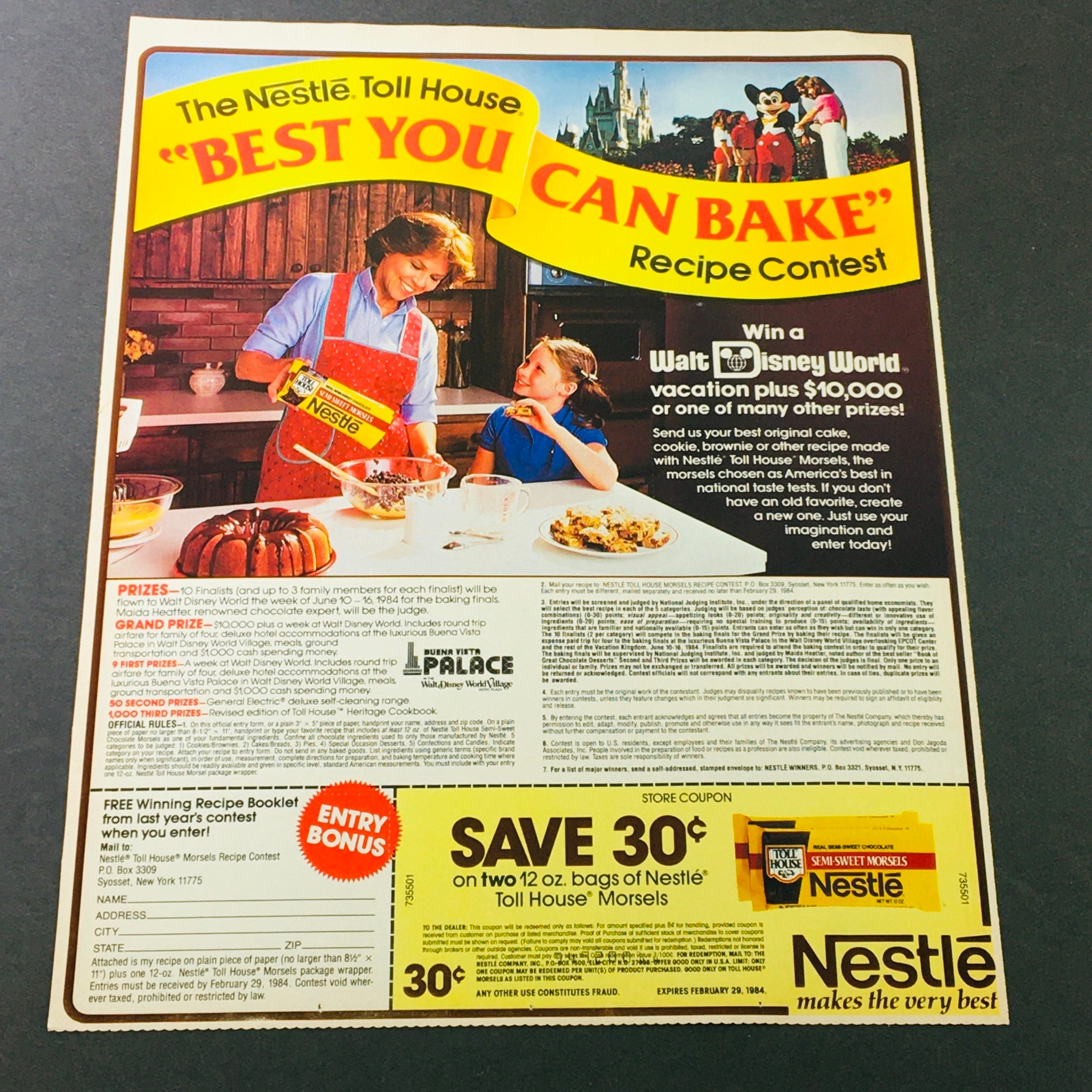 VTG Retro 1983 Donkey Kong Sweetened Cereal & Mario of Super Mario Bro Ad Coupon