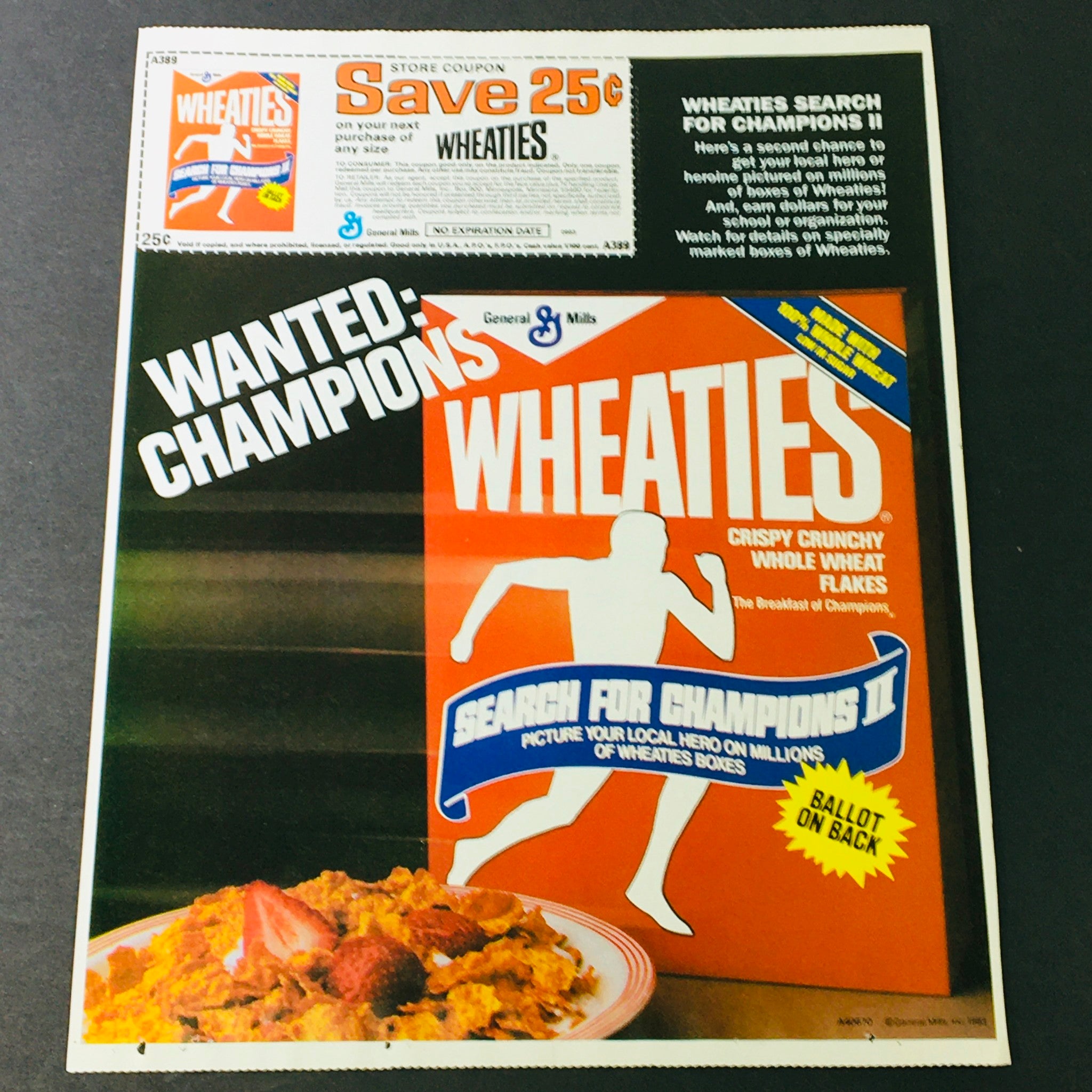 VTG Retro 1983 General Mills Wheaties Crispy Crunch Whole Wheat Flakes Ad Coupon