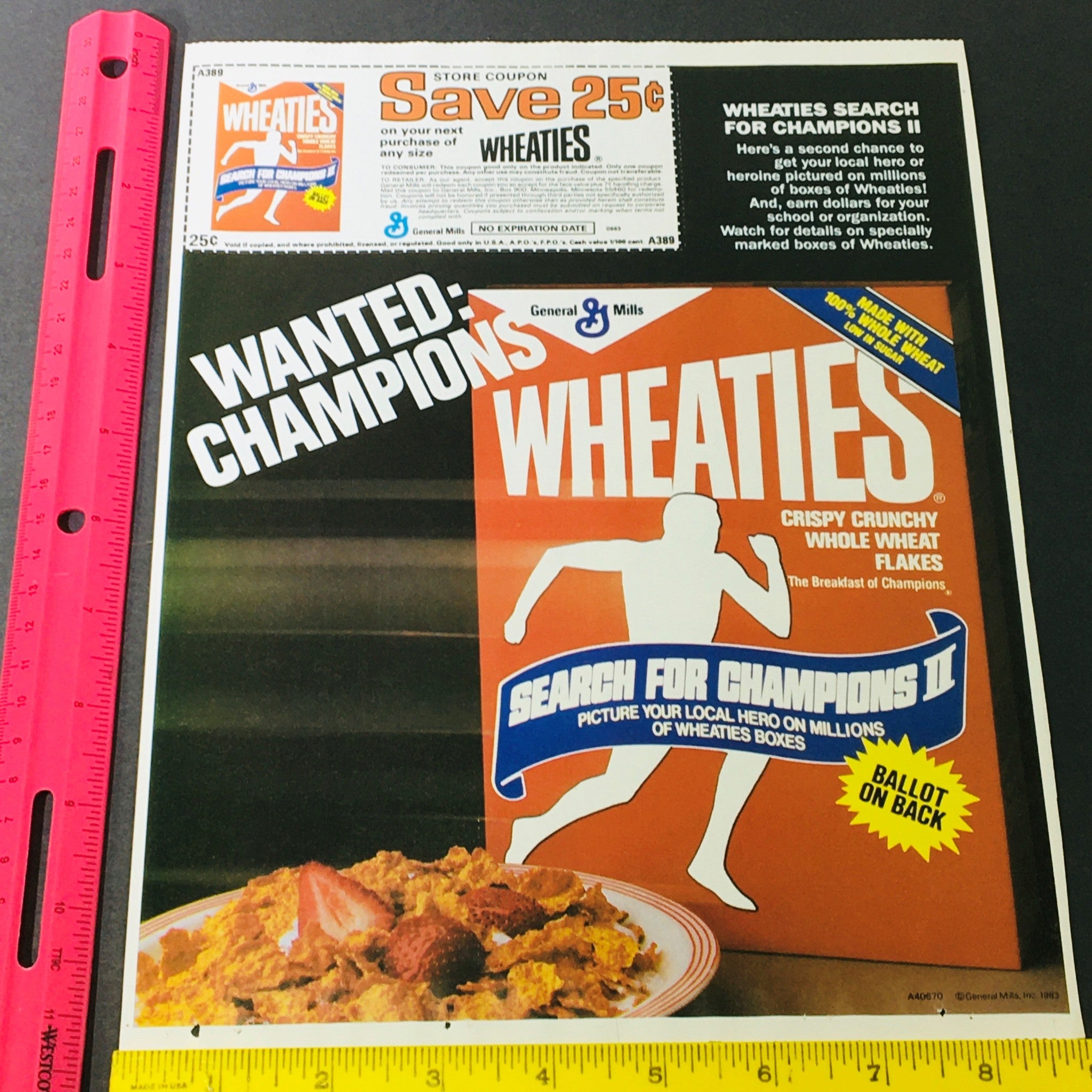 VTG Retro 1983 General Mills Wheaties Crispy Crunch Whole Wheat Flakes Ad Coupon