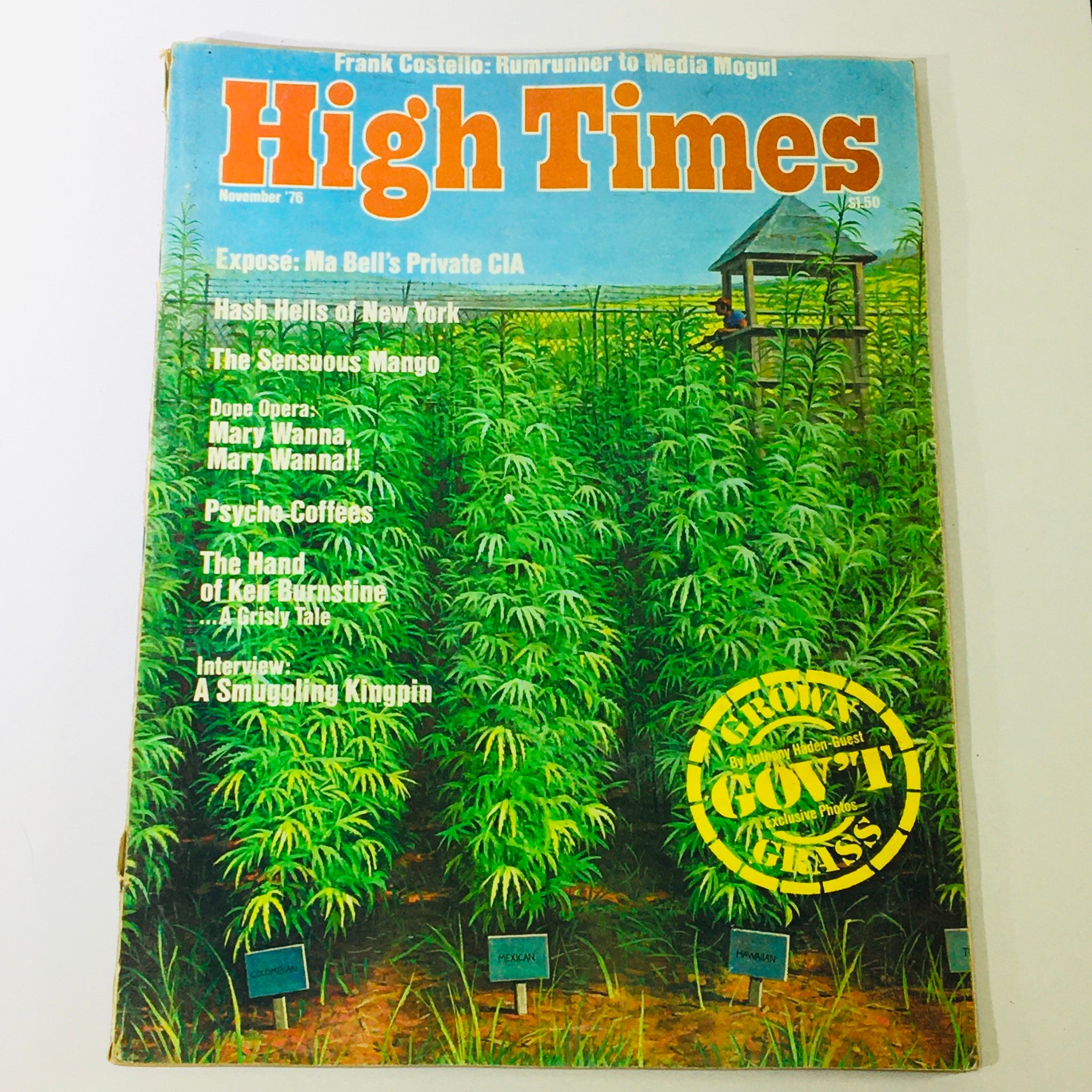 VTG High Times Magazine November 1976 - Frank Costello & A Smuggling Kingpin