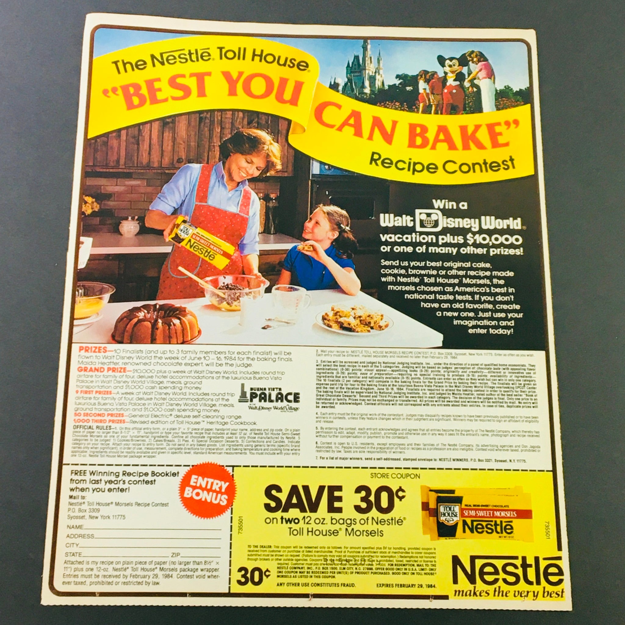 VTG Retro 1983 Donkey Kong & Super Mario Sweetened Cereal Crunch Ad Coupon