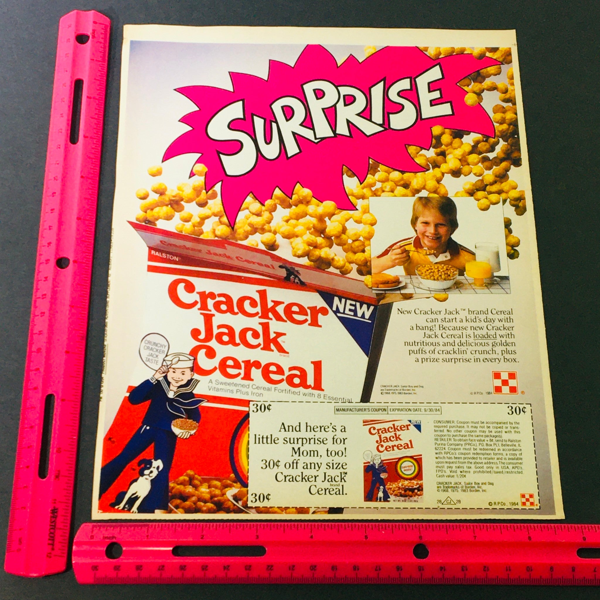 VTG Retro 1983 Cracker Jack Cereal & Capri 4-Pack Natural Juice Ad Coupon