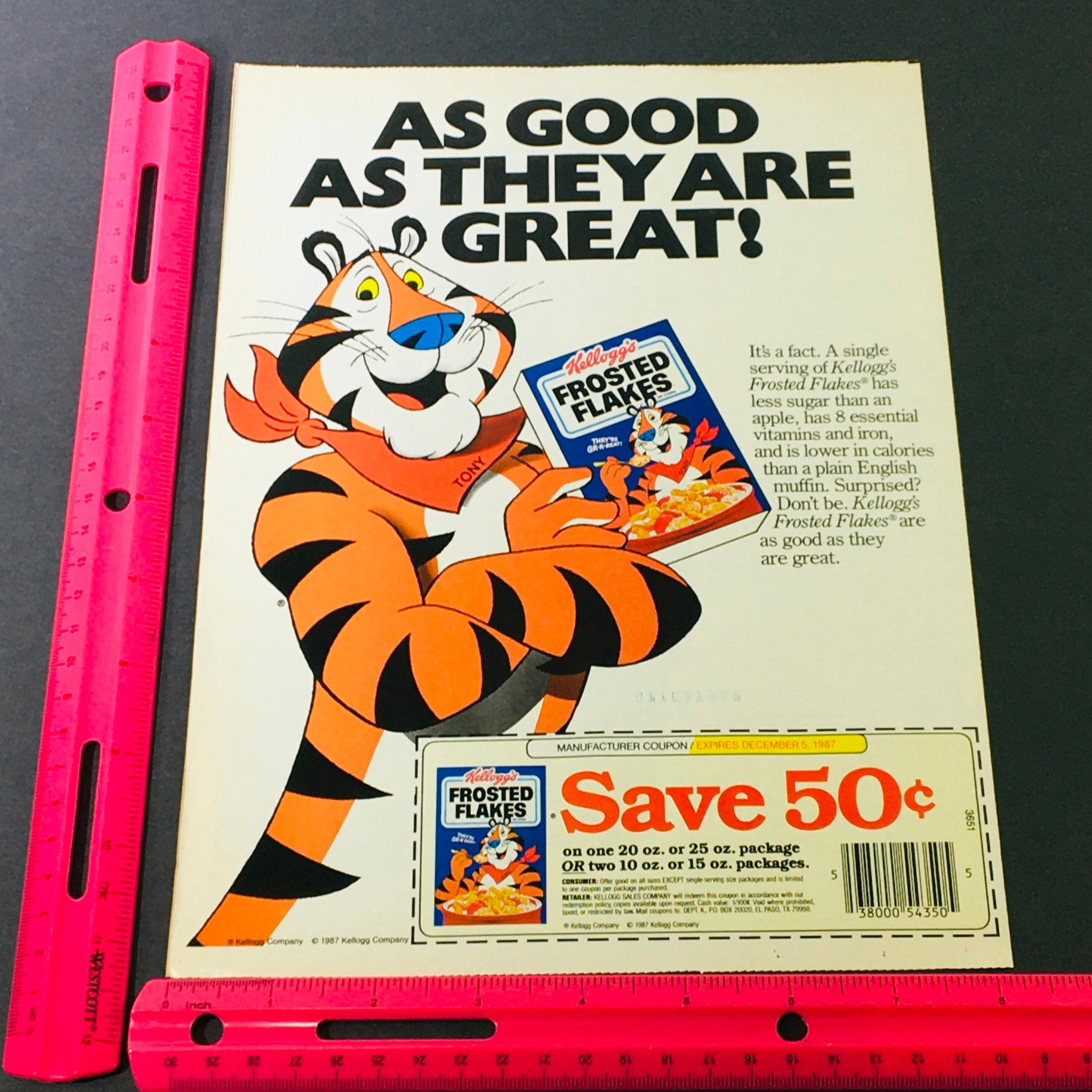 VTG Retro 1987 Kellogg's Frosted Flakes Tony Tiger & Denim Jackets Ad Coupon