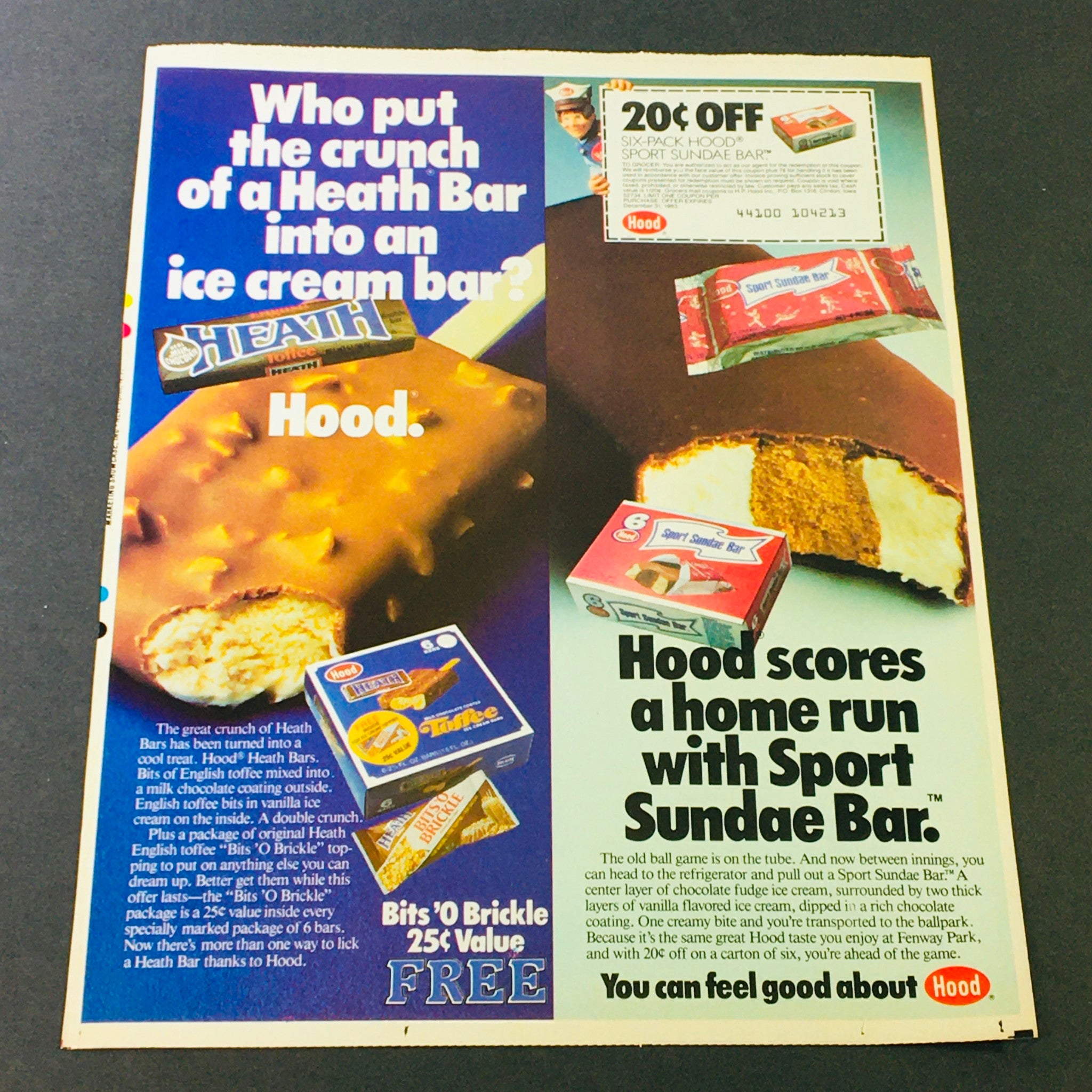 VTG Retro 1983 All Concentrated Detergent & Heath Toffee Ice Cream Bar Ad Coupon