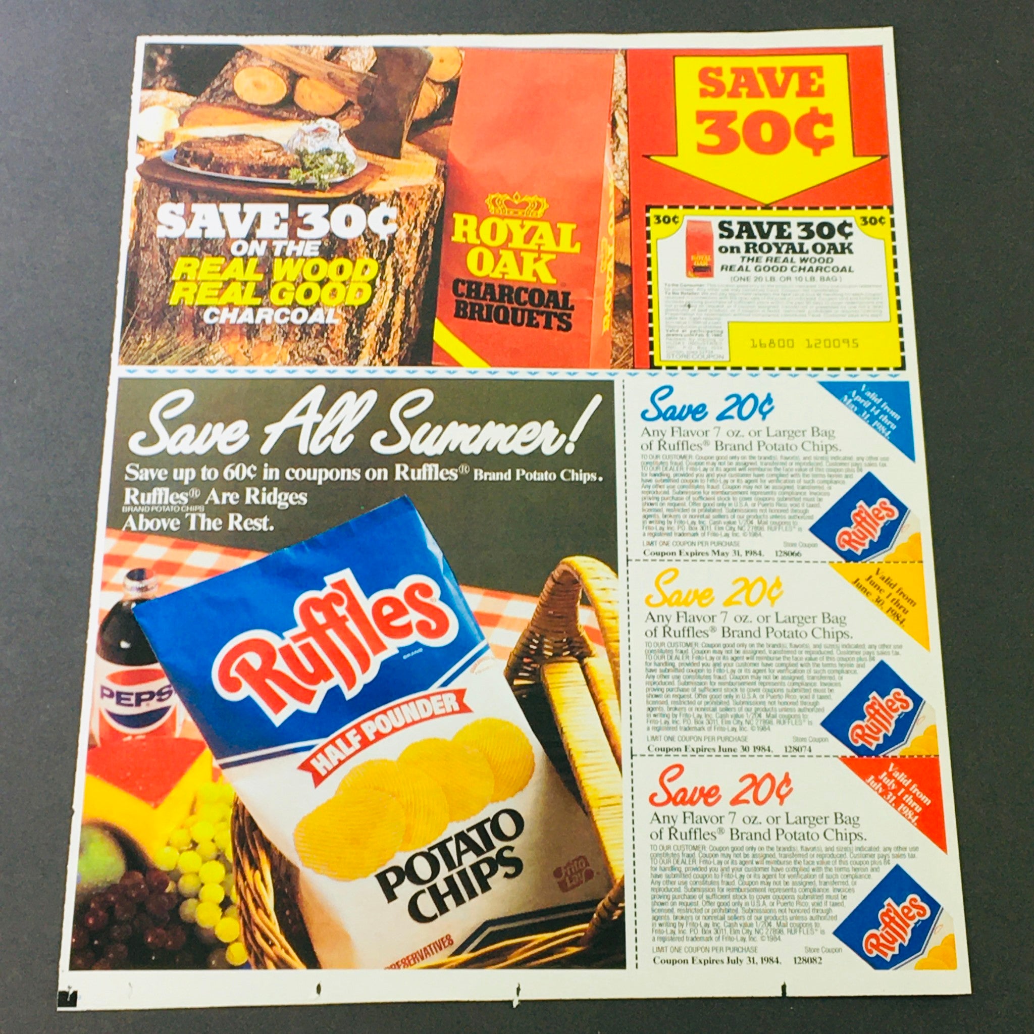 VTG Retro 1984 Dak Uncanned Ham & Ruffles Half Pounder Potato Chips Ad Coupon