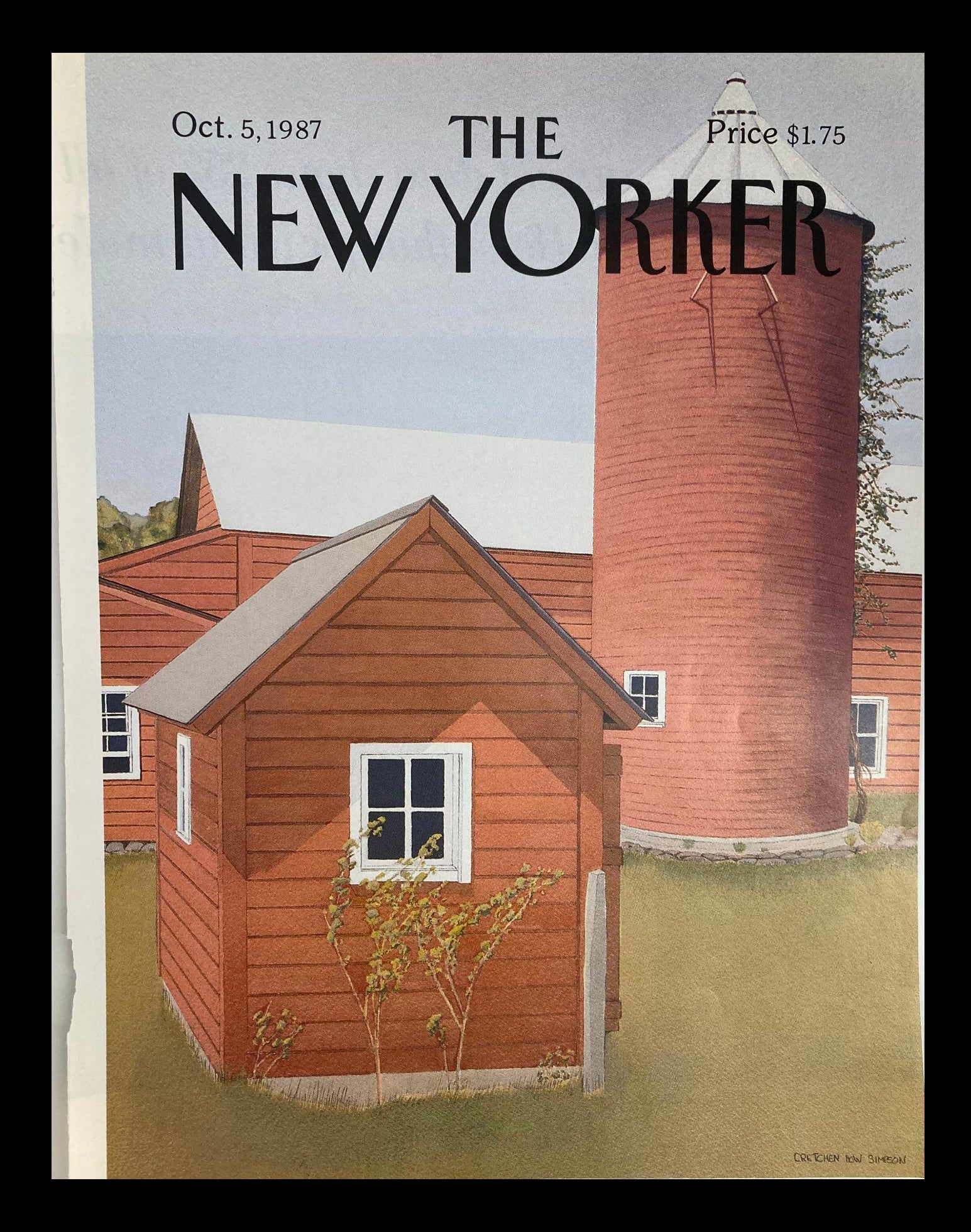 COVER ONLY The New Yorker October 5 1987 Red Barn by Gretchen Dow Simpson