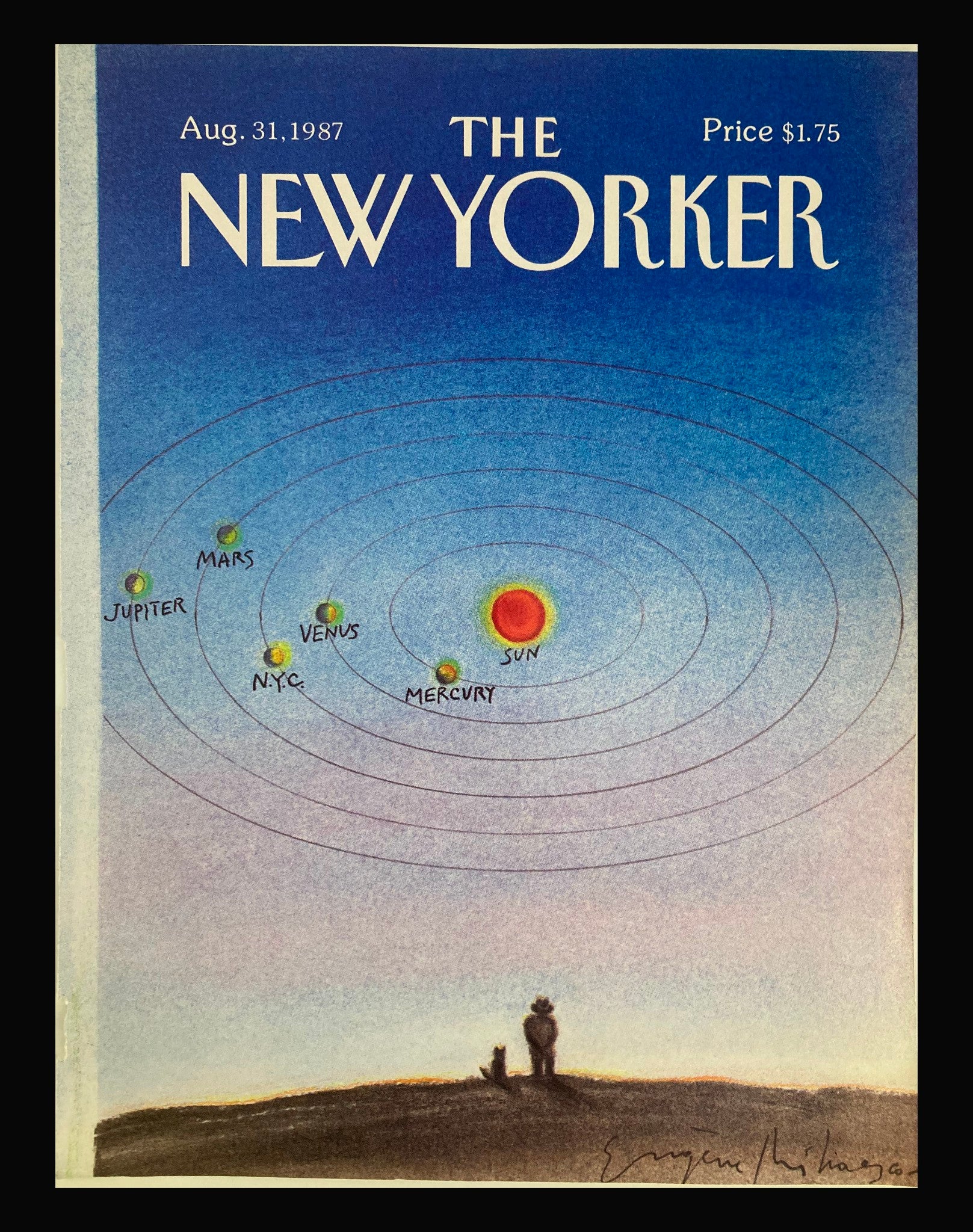 COVER ONLY The New Yorker August 31 1987 Planets and Sun by Eugene Mihaesco