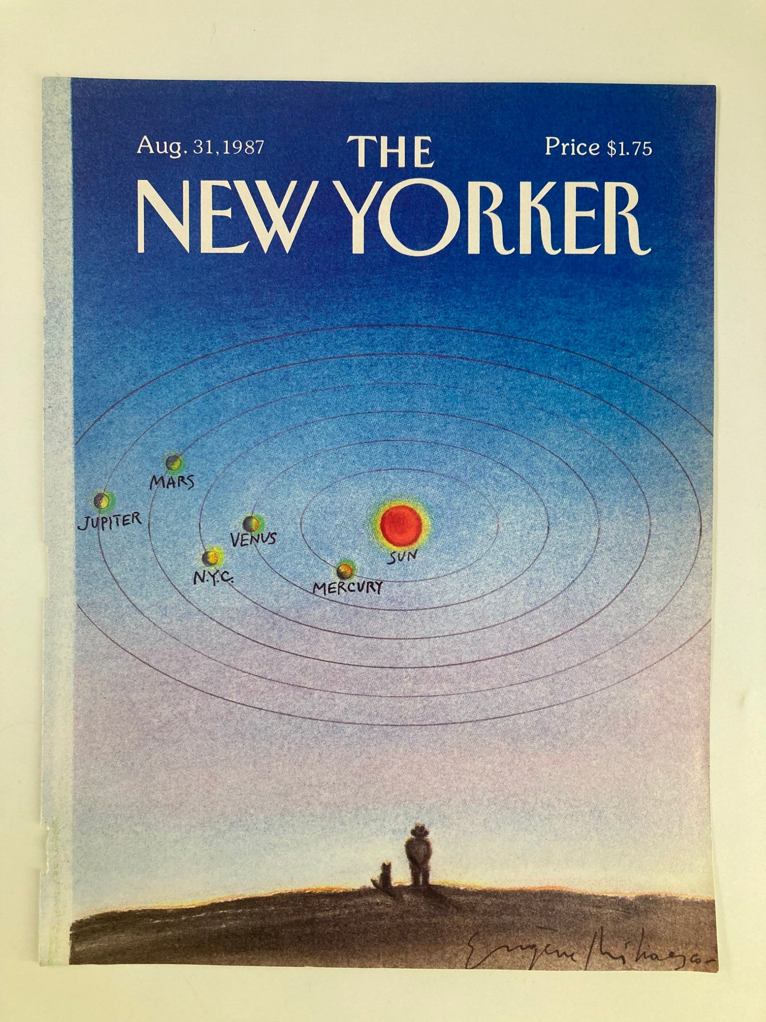 COVER ONLY The New Yorker August 31 1987 Planets and Sun by Eugene Mihaesco