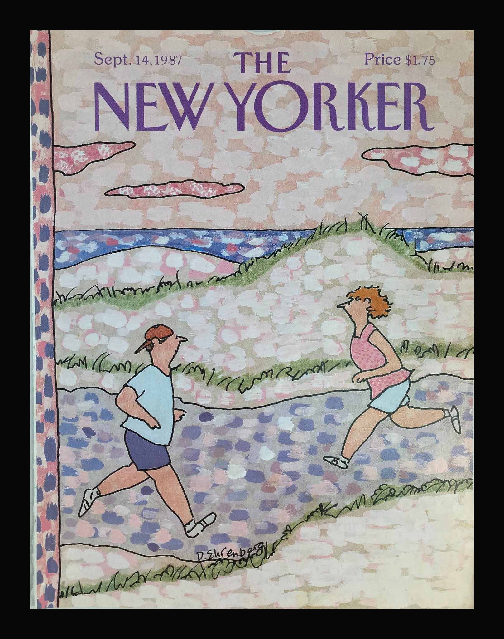 COVER ONLY The New Yorker September 14 1987 Crossing Paths by Devera Ehrenberg