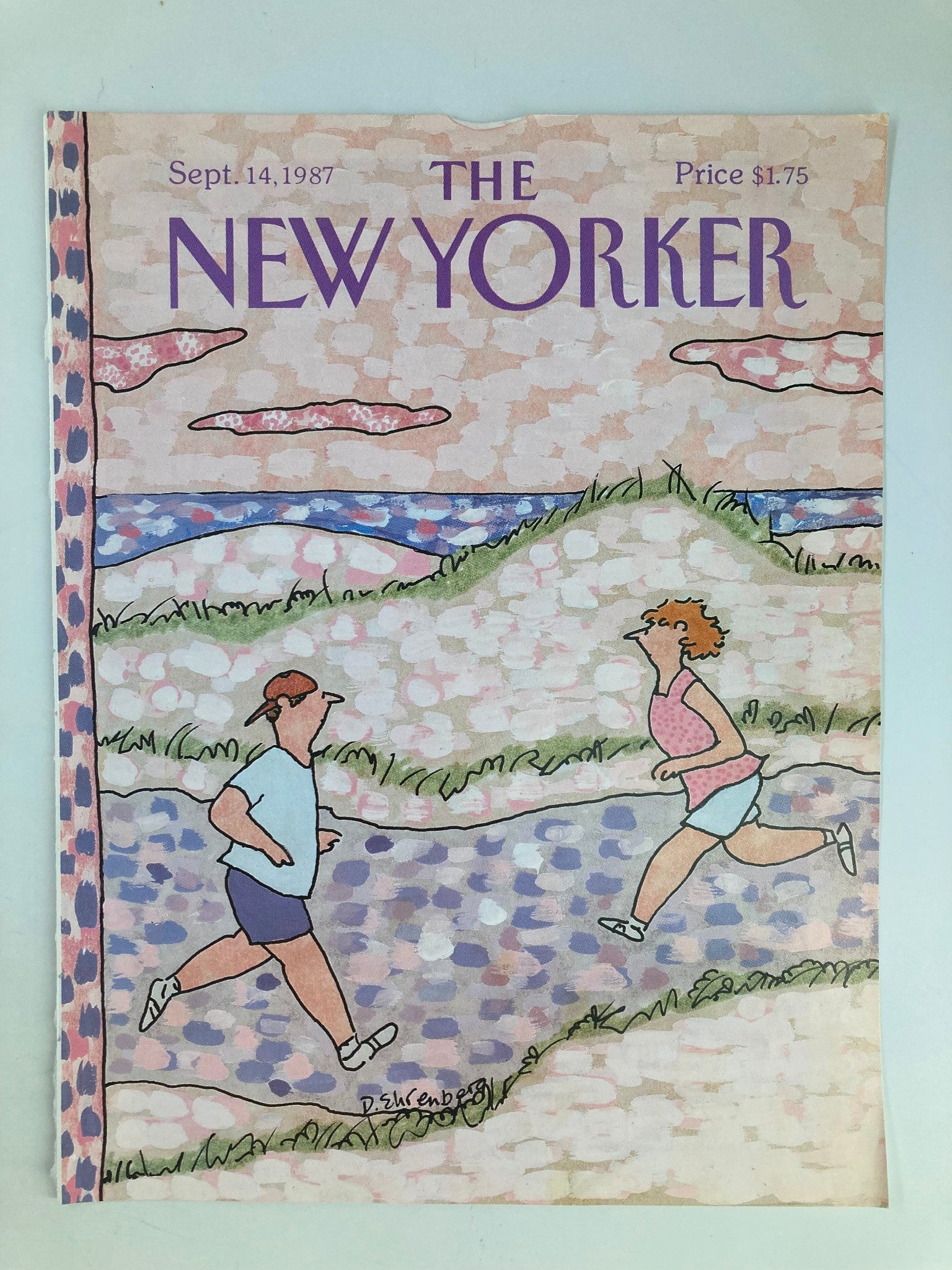 COVER ONLY The New Yorker September 14 1987 Crossing Paths by Devera Ehrenberg