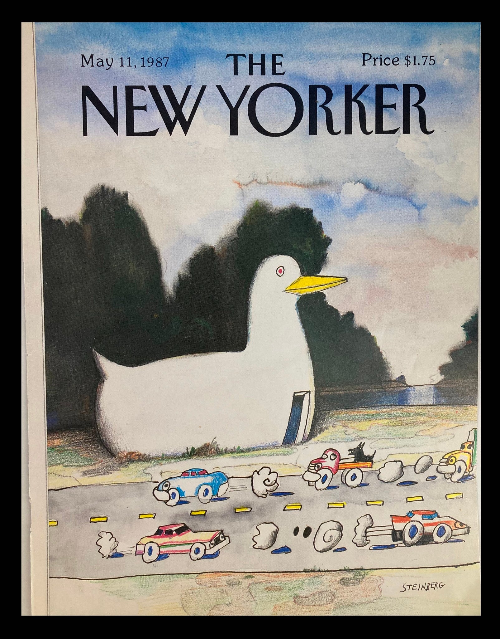 COVER ONLY The New Yorker May 11 1987 Road Polution by Saul Steinberg