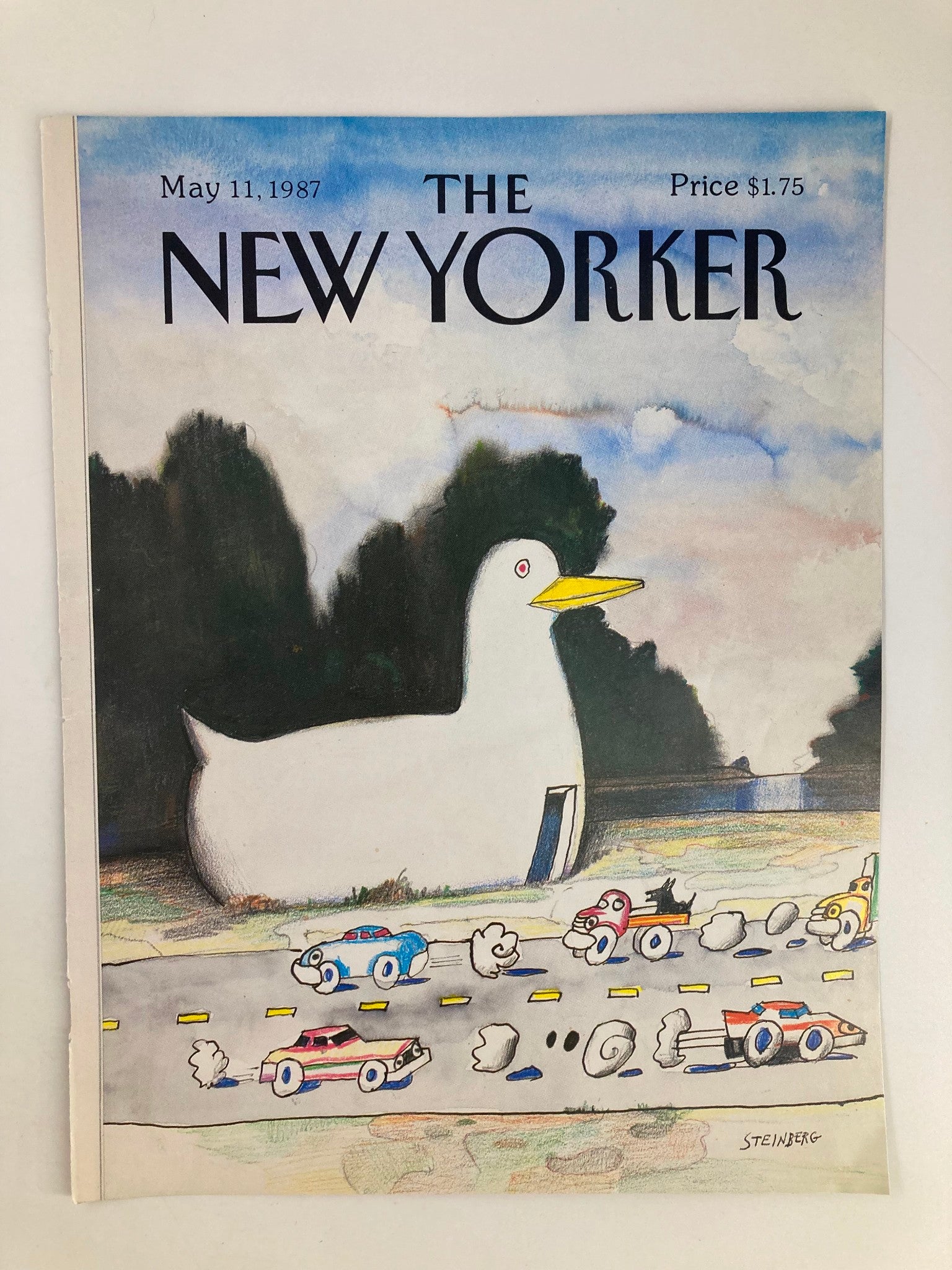 COVER ONLY The New Yorker May 11 1987 Road Polution by Saul Steinberg