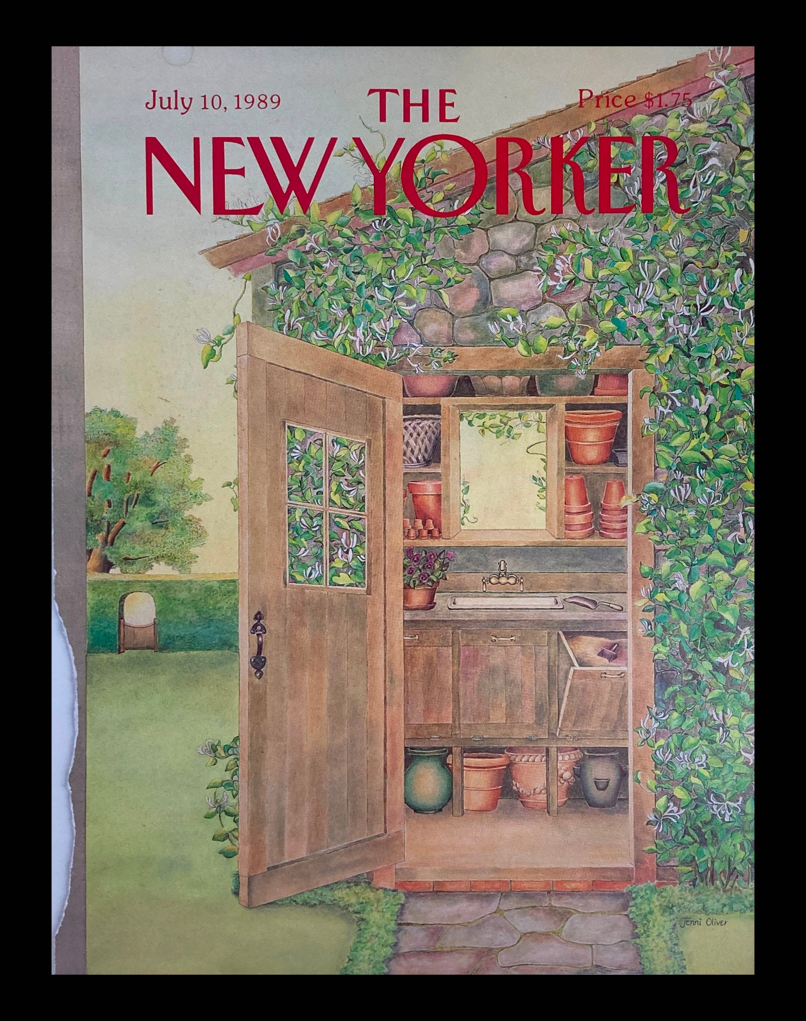 COVER ONLY The New Yorker July 10 1989 Garden Shed by Jenni Oliver