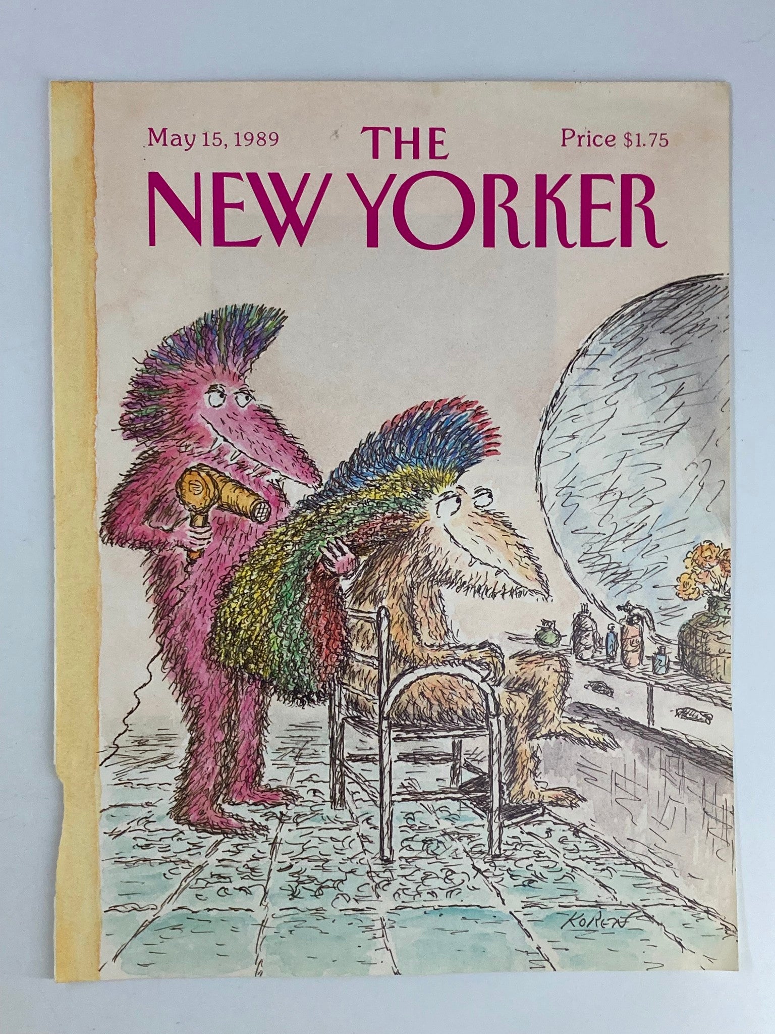 COVER ONLY The New Yorker May 15 1989 Rainbow Hair Stylist by Edward Koren