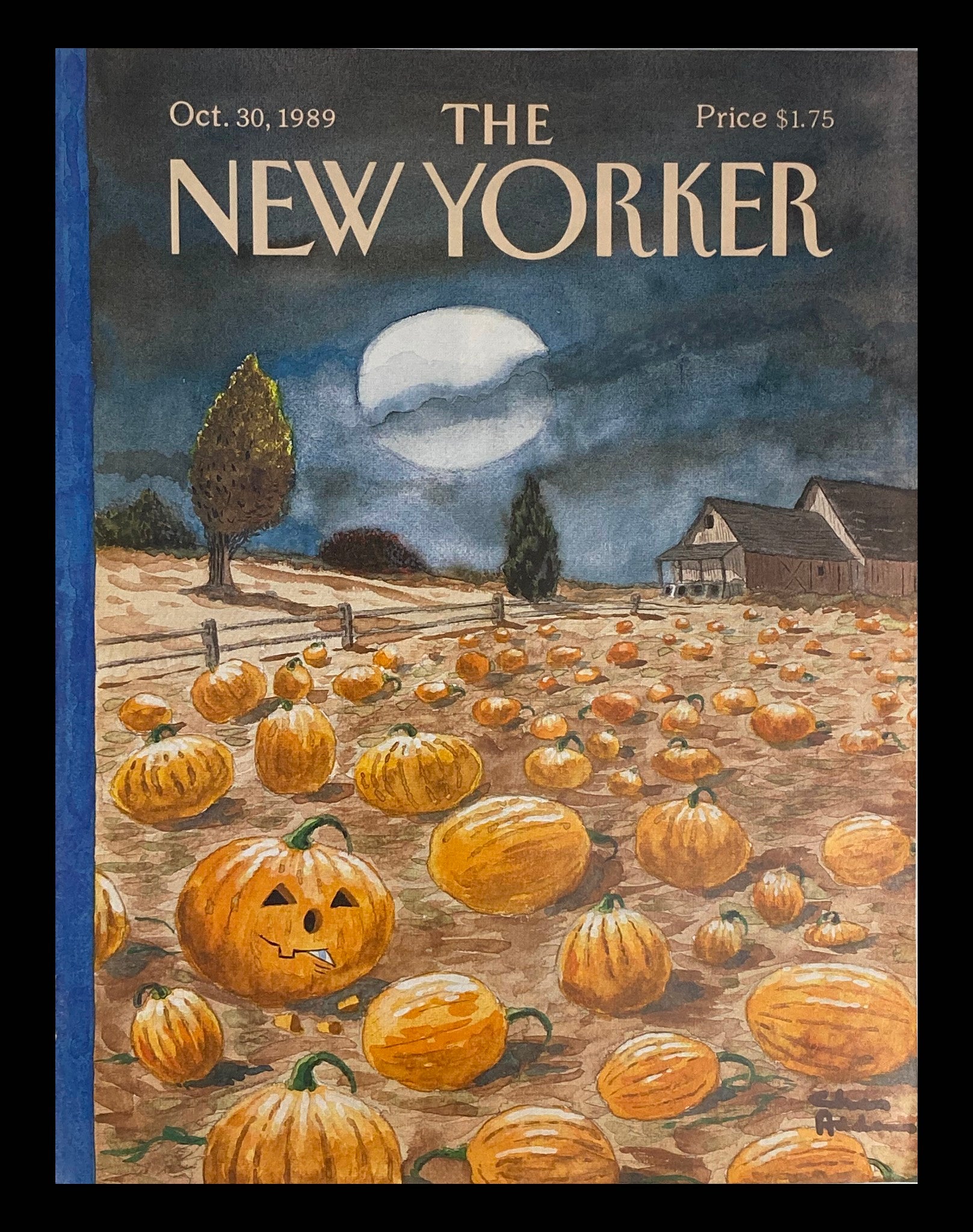 COVER ONLY The New Yorker October 30 1989 Pumpkin Heads by Charles Addams