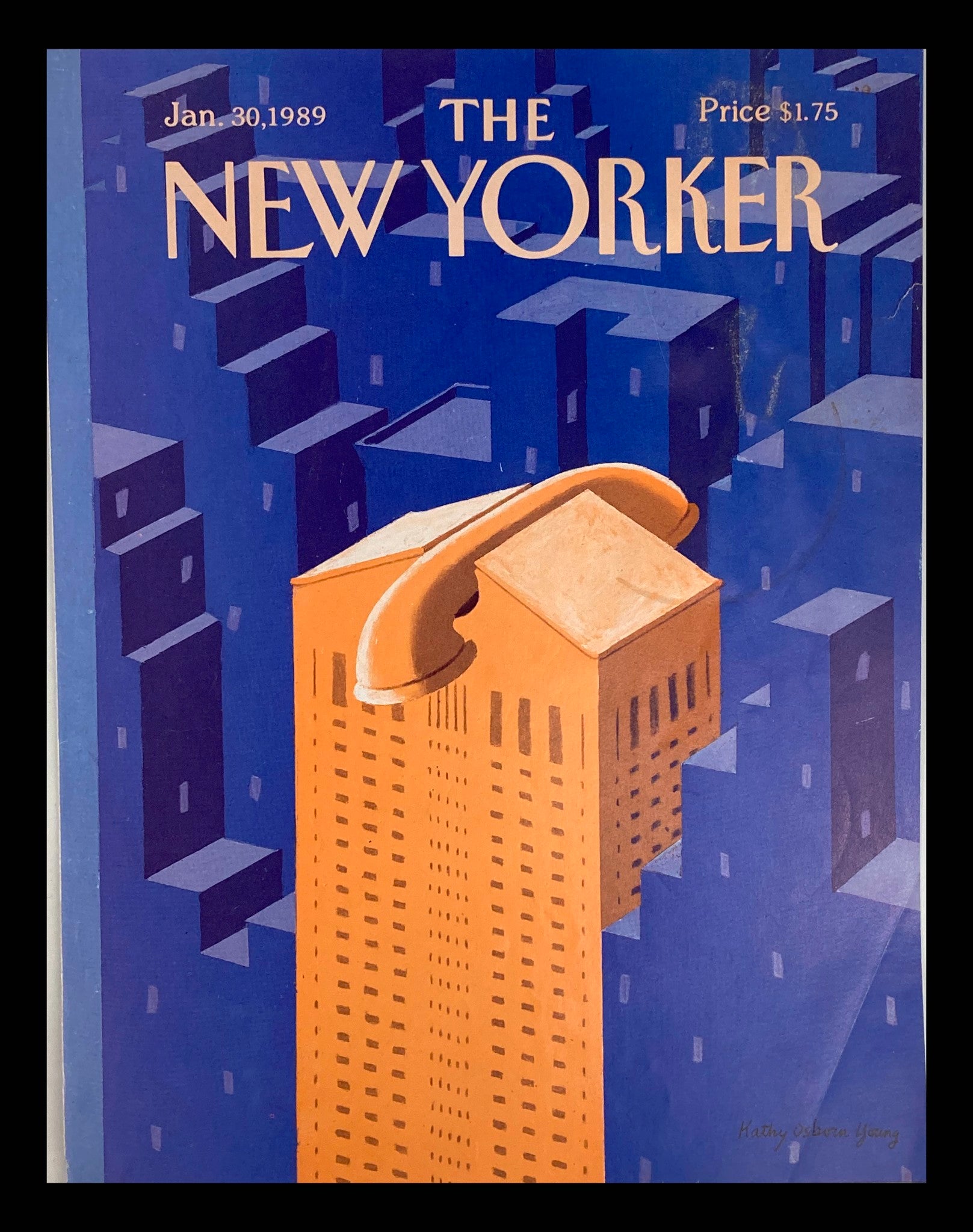 COVER ONLY The New Yorker January 30 1989 Telephone Building by Kathy O Young