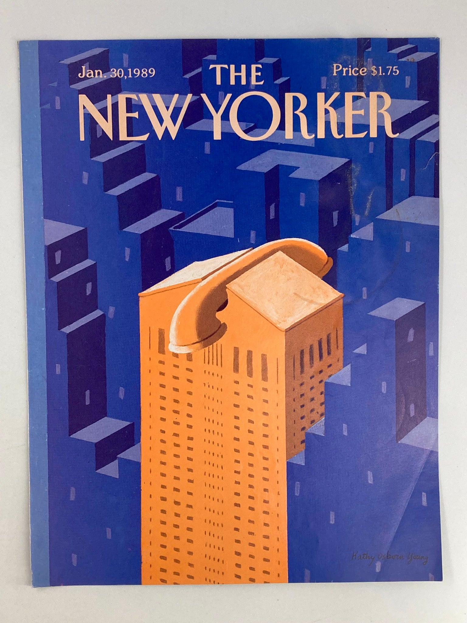 COVER ONLY The New Yorker January 30 1989 Telephone Building by Kathy O Young