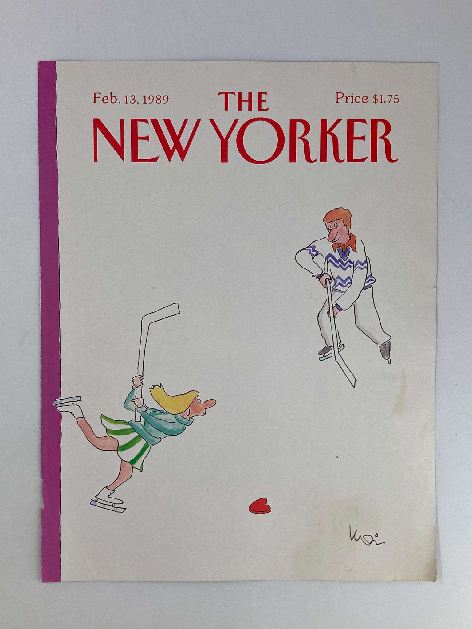 COVER ONLY The New Yorker February 13 1989 Love Hockey by Arnie Levin