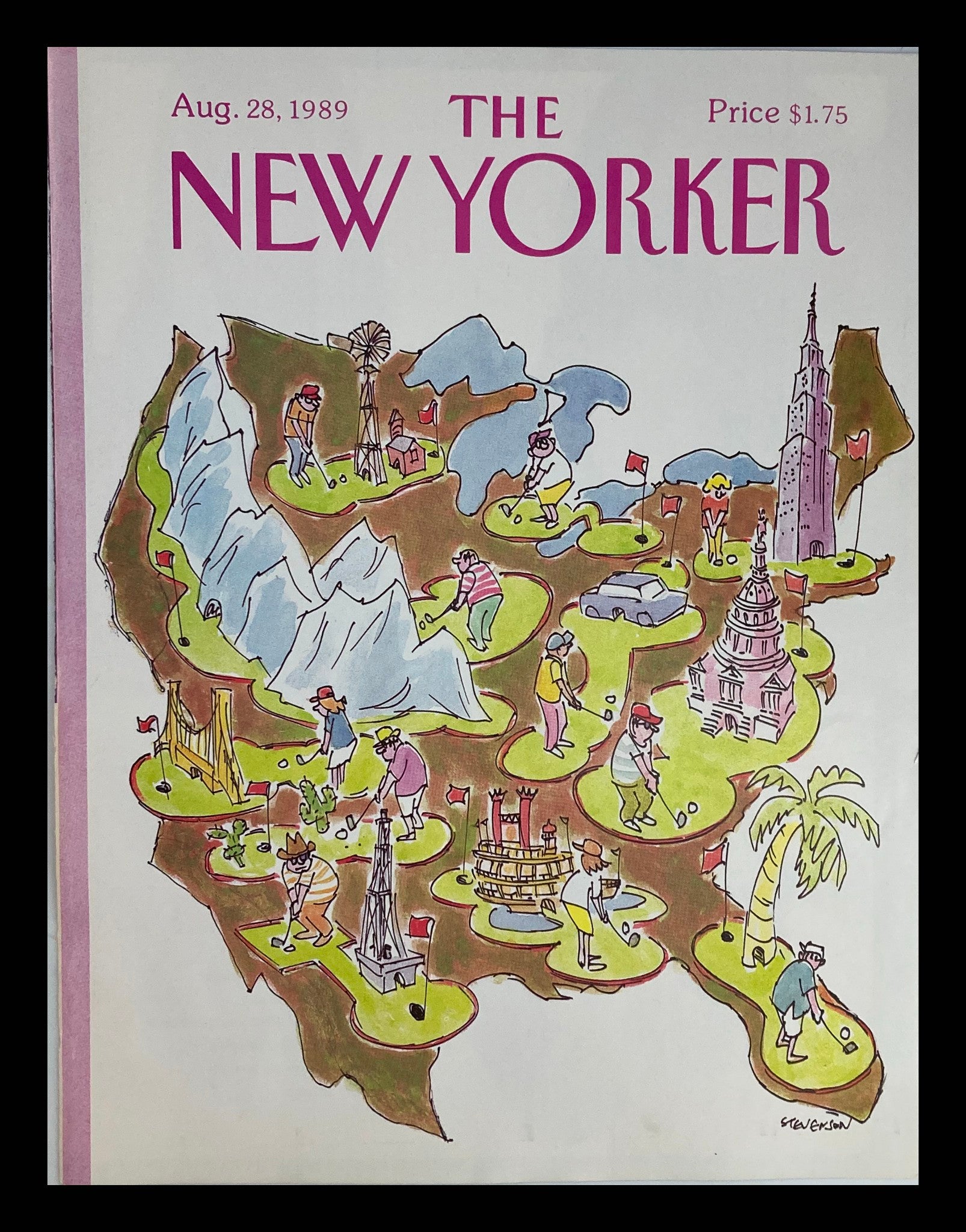 COVER ONLY The New Yorker August 28 1989 Golf Island by James Stevenson