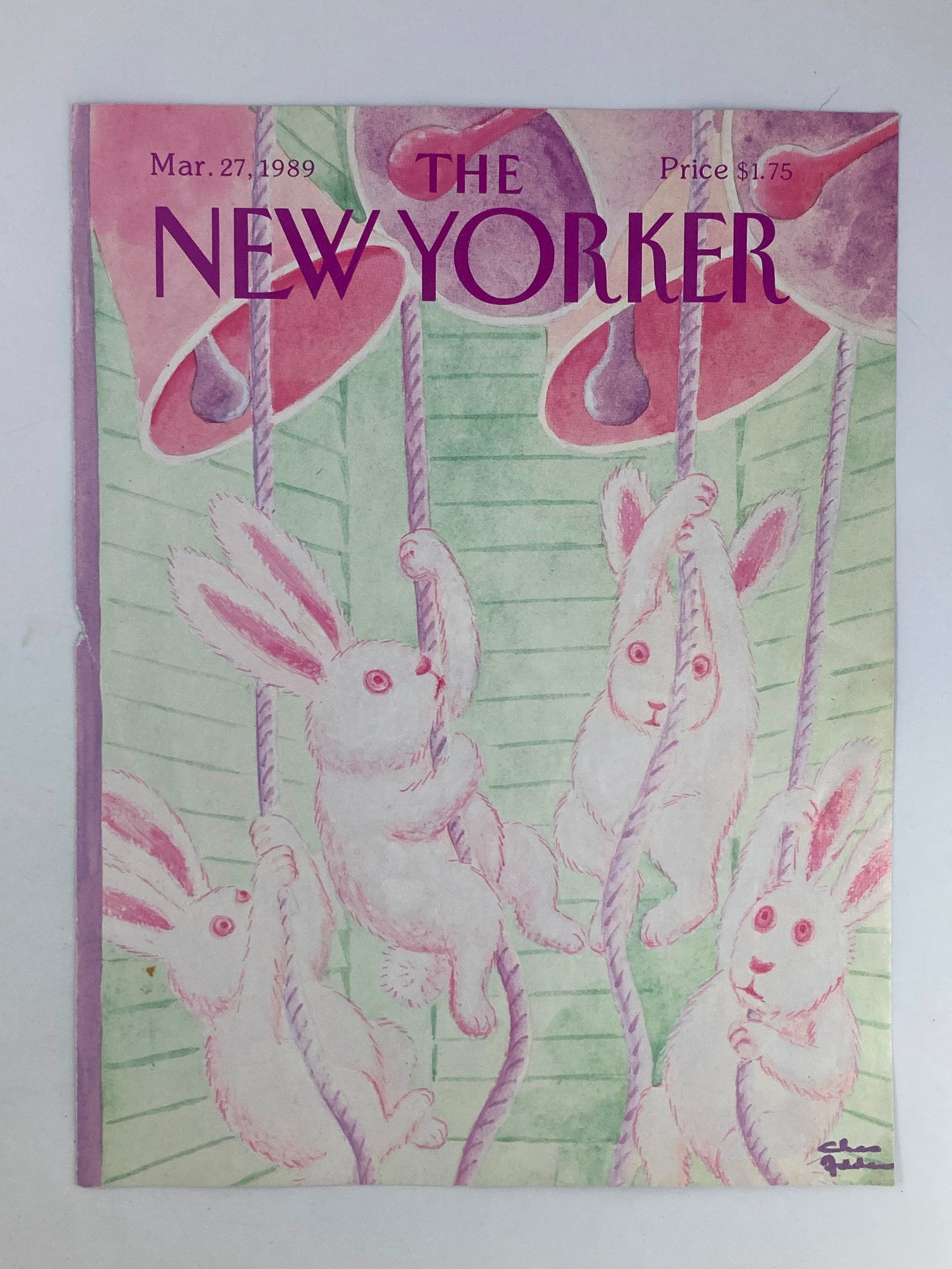 COVER ONLY The New Yorker March 27 1989 Bunny Bell by Charles Addams