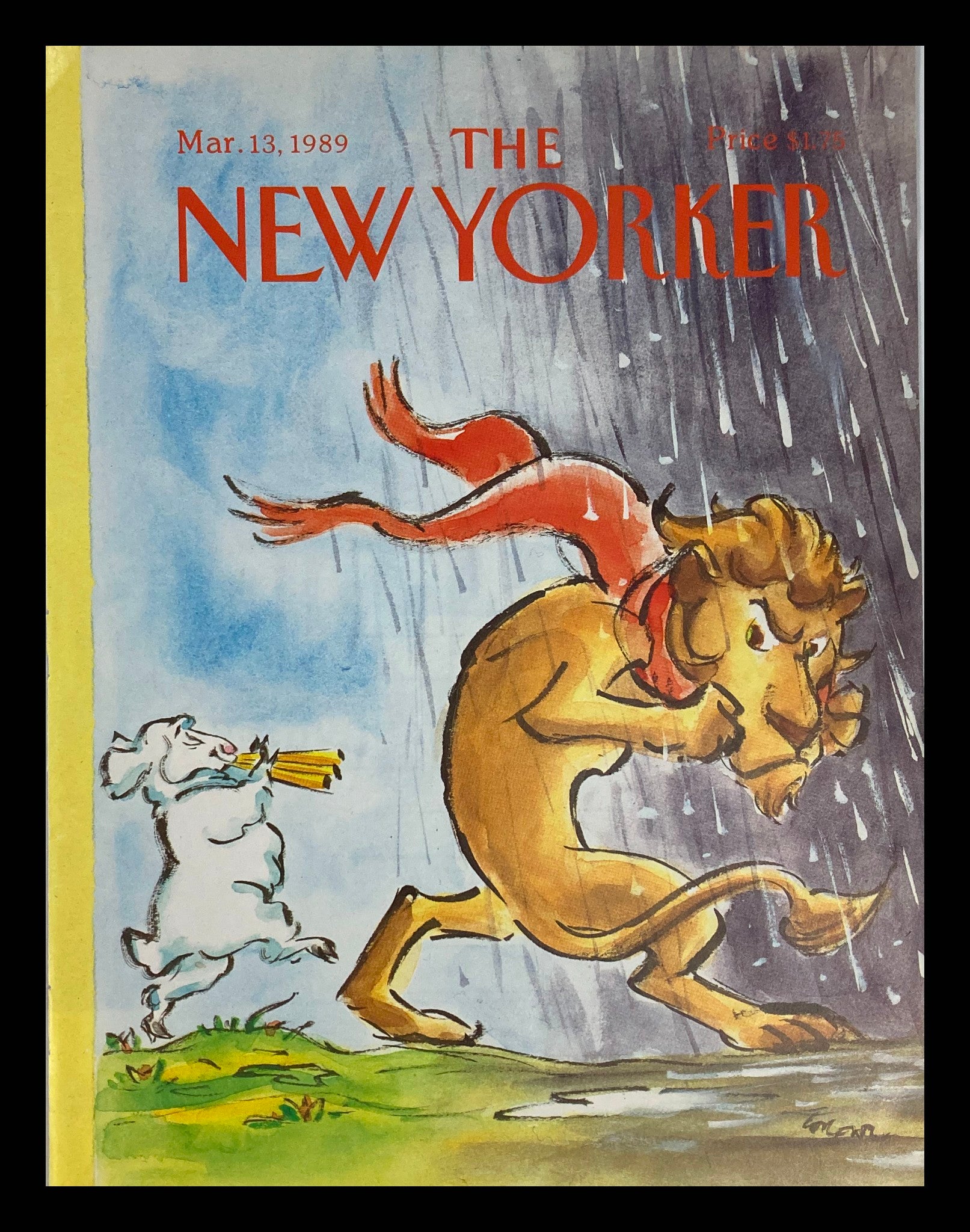 COVER ONLY The New Yorker March 13 1989 The Prey and Predator by Lee Lorenz