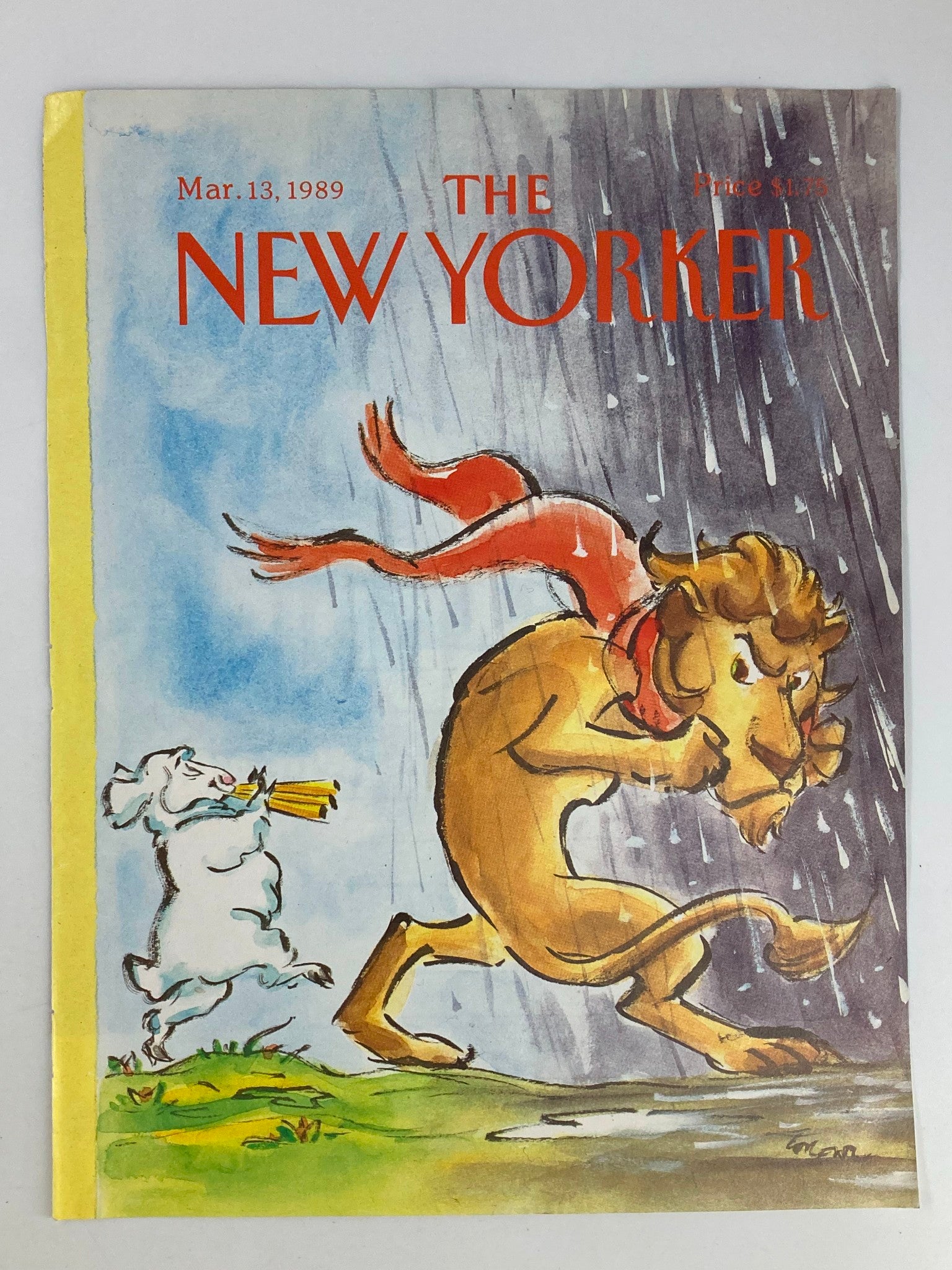 COVER ONLY The New Yorker March 13 1989 The Prey and Predator by Lee Lorenz