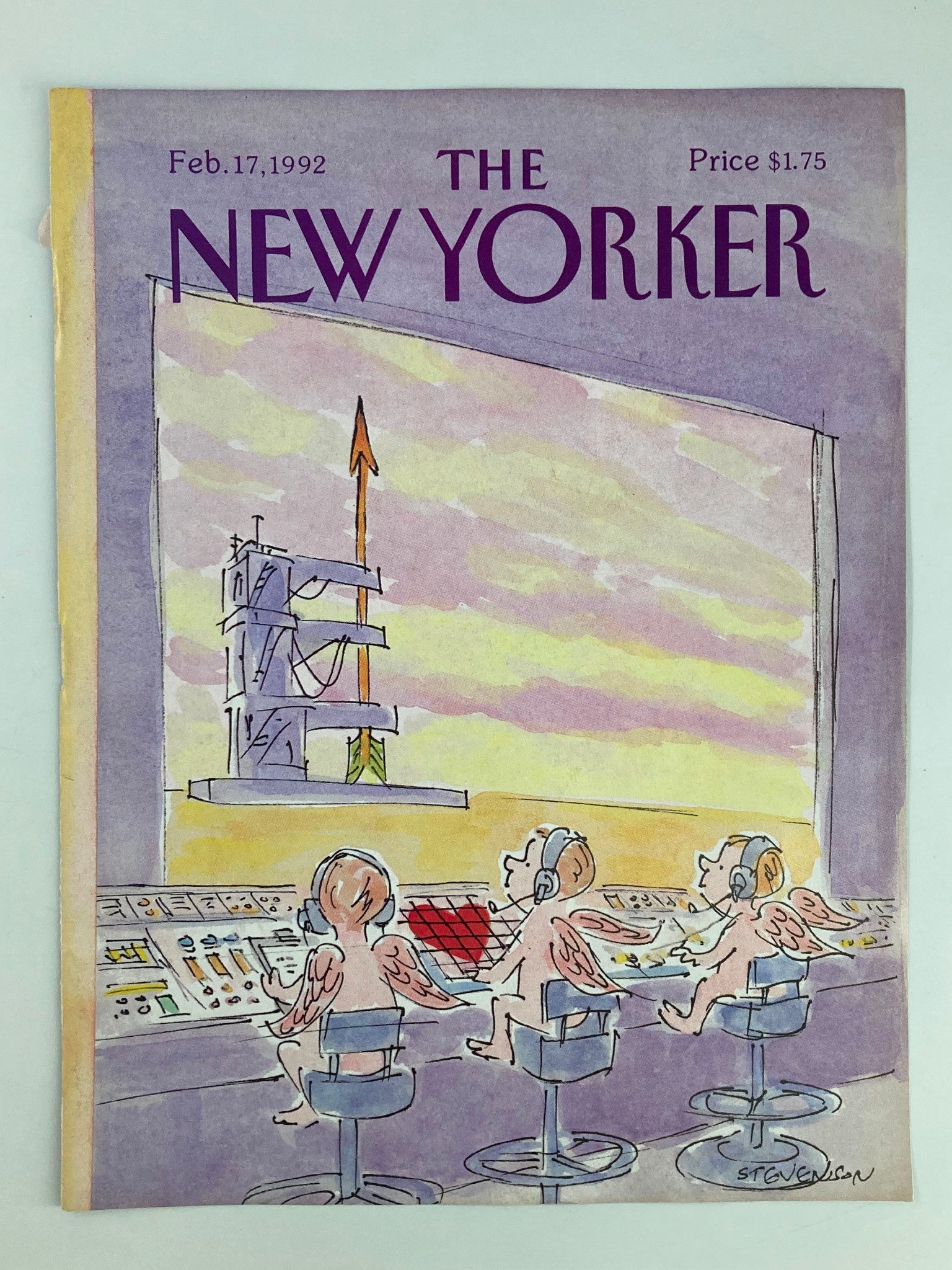 COVER ONLY The New Yorker February 17 1992 Cupid Arrow Tower by James Stevenson