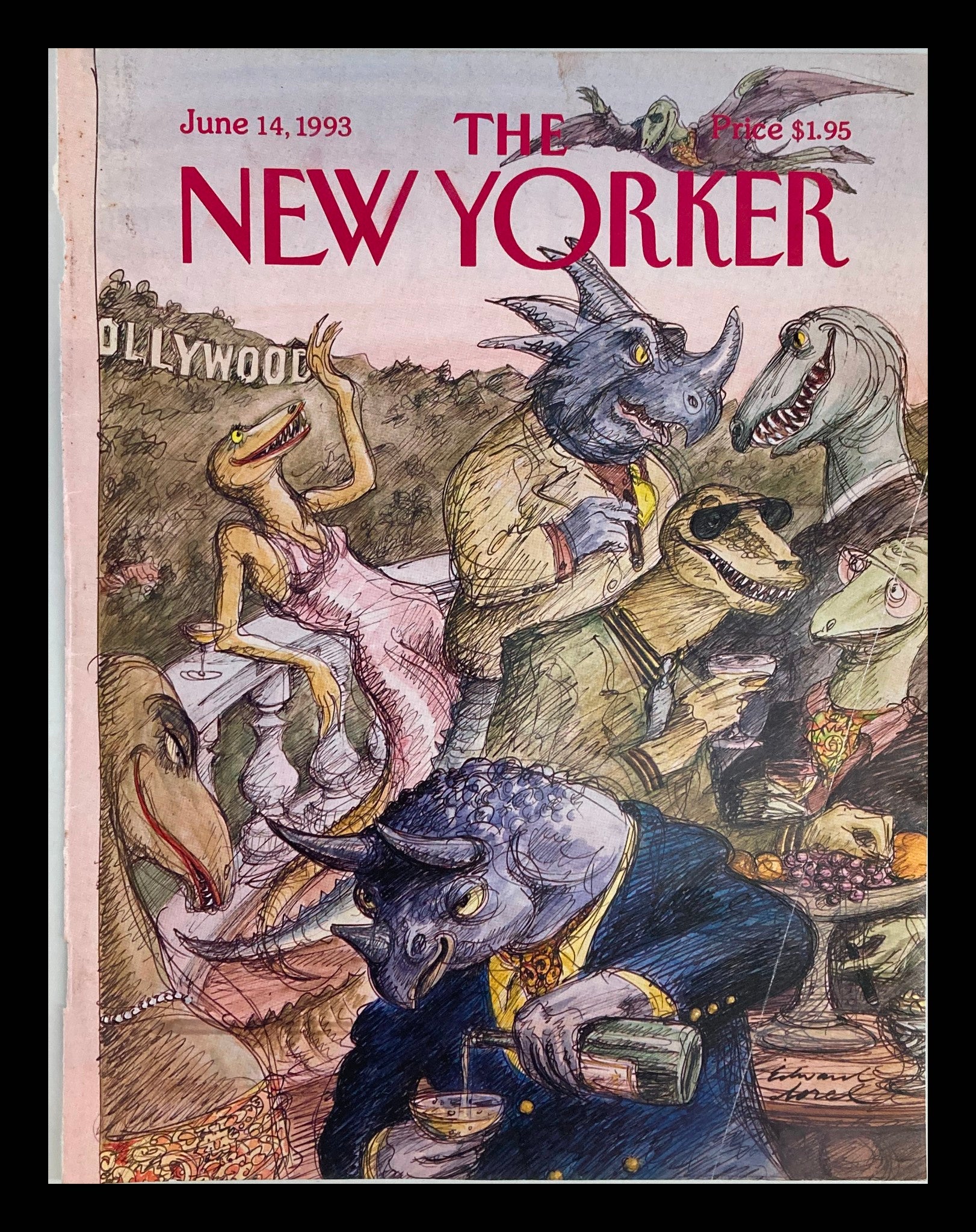 COVER ONLY The New Yorker June 14 1993 Hollywood Monsters by Edward Sorel