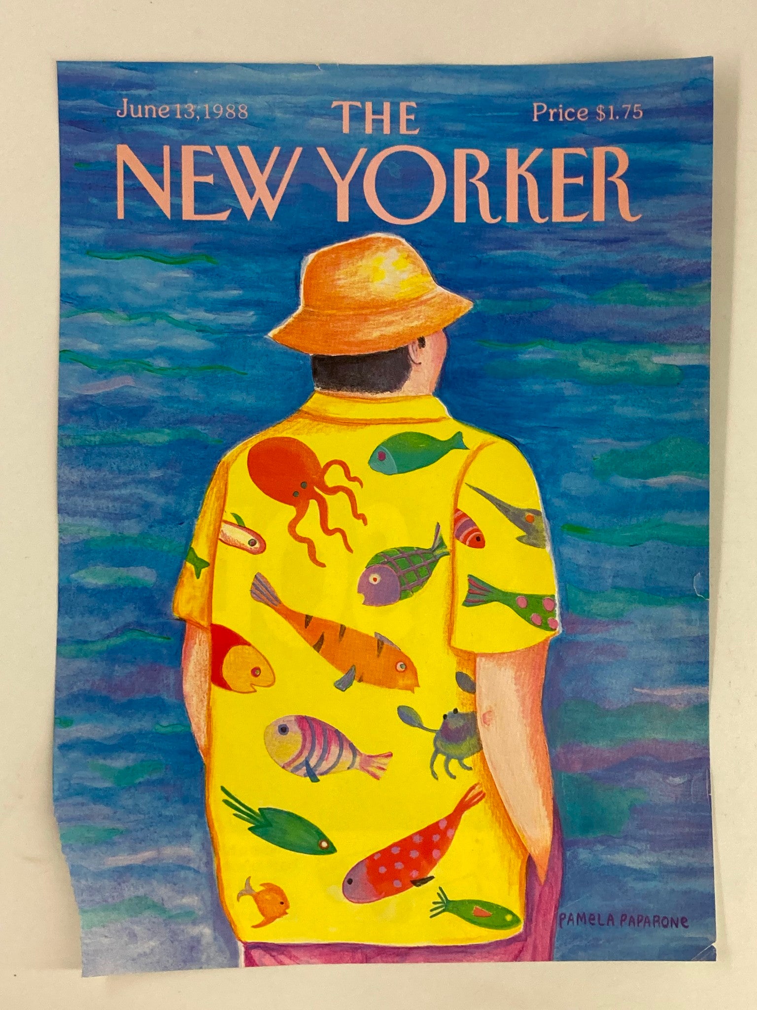 COVER ONLY The New Yorker June 13 1988 Man in a Fish Suit by Pamela Paparone