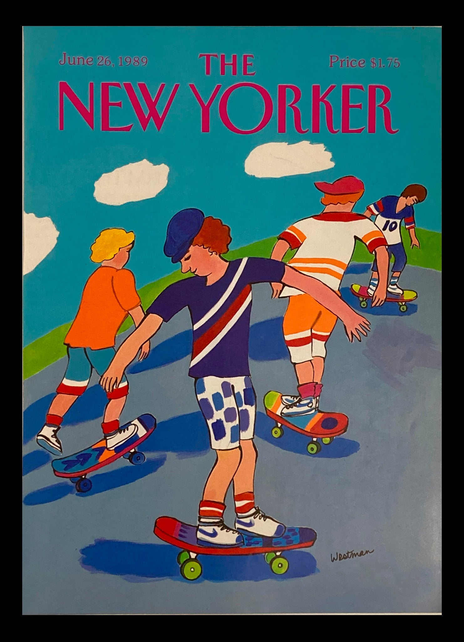 COVER ONLY The New Yorker June 26 1989 Group of Skaters by Barbara Westman