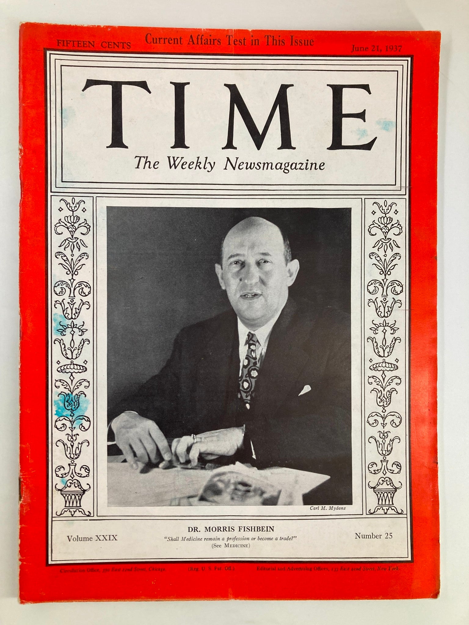 VTG Time Magazine June 21 1937 Vol 29 No. 25 Dr. Morris Fishbein