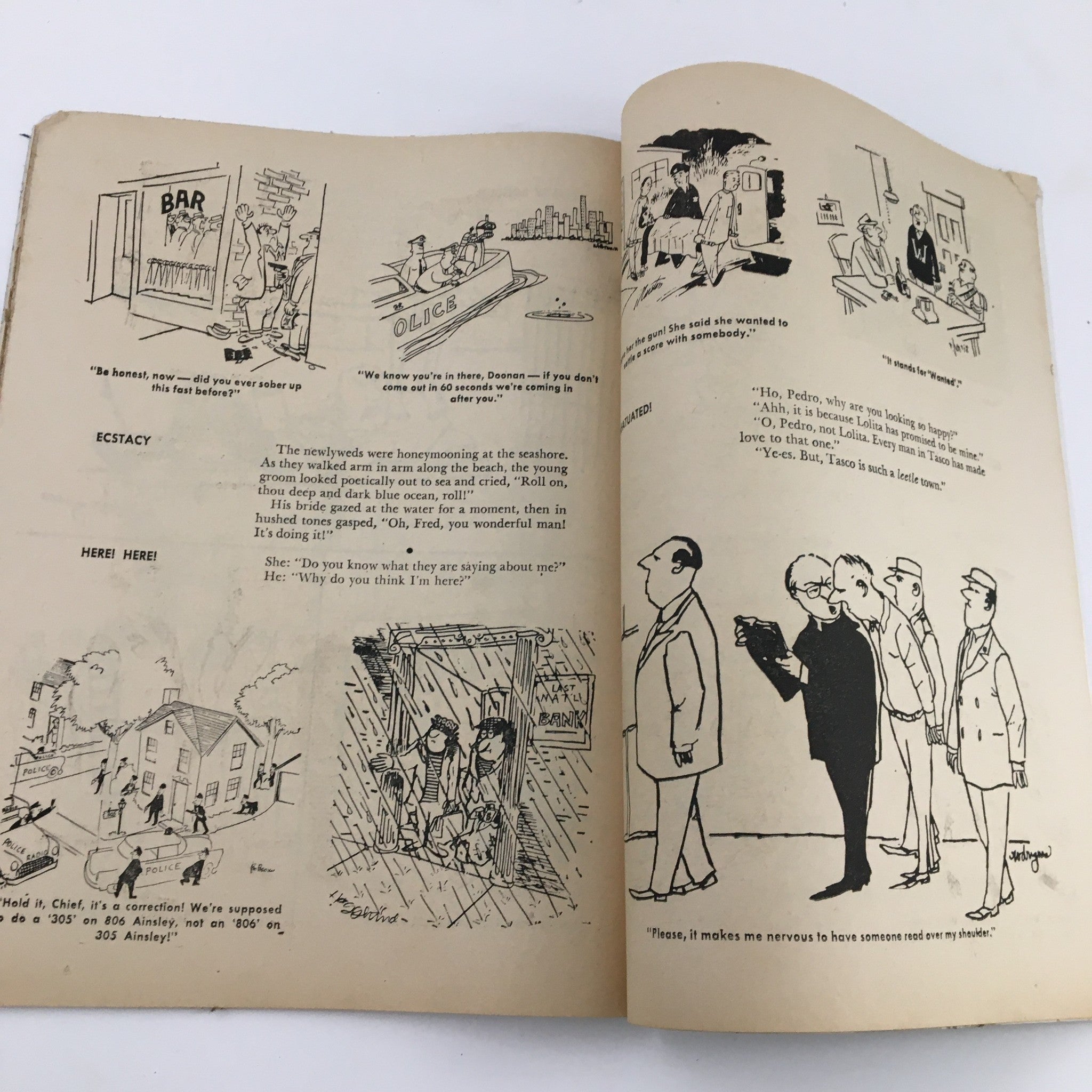 Another interior page from Laugh Parade Humor Magazine July 1962, Vol. 2 No. 4 showcasing cartoons and humor reflecting the social landscape of the 1960s.