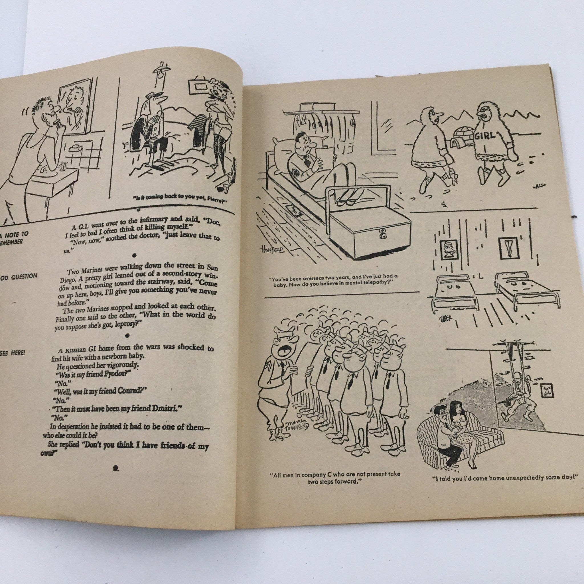Page spread of Laugh Parade Humor Magazine January 1963, Vol. 2 No. 7 displaying various comic strips, highlighting the humor and artistic style of 1960s cartoons.