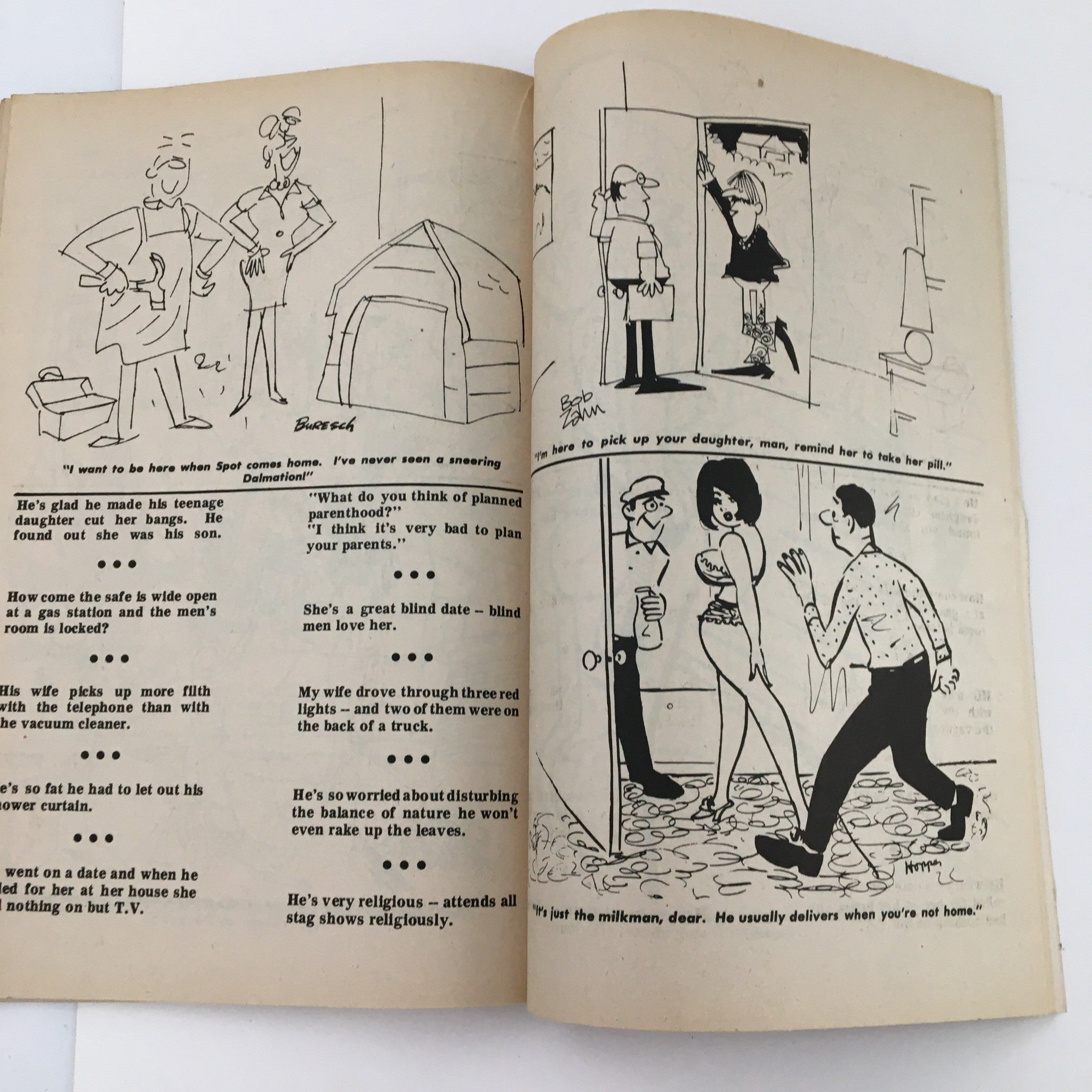 Another humorous cartoon page from VTG 150 New Cartoons October 1971 No. 42 Charlton Joke Magazine, displaying classic comic-style art and jokes.