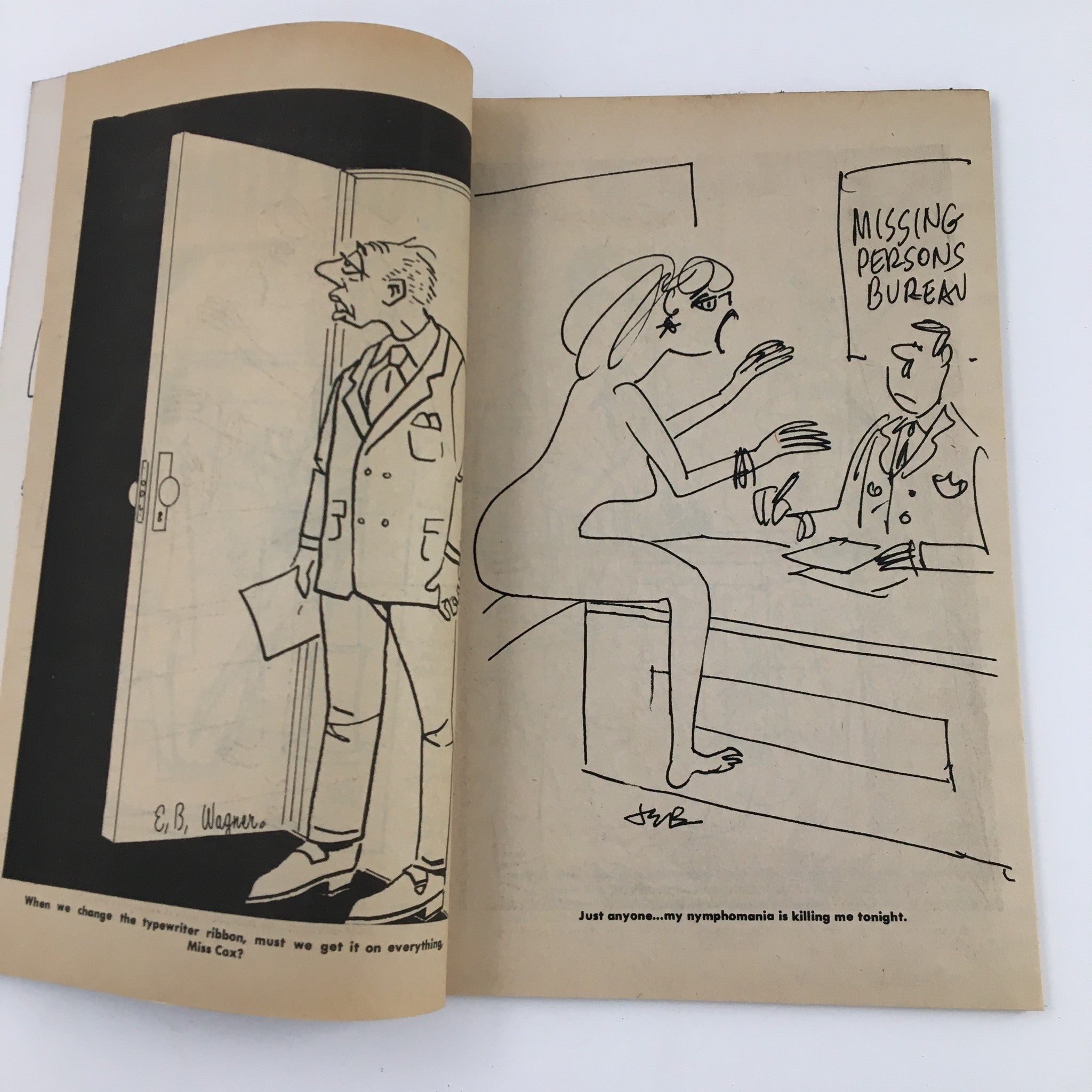 Inside page of Good Humor Cartoons July 1971 Vol. 7 No. 40 showing a humorous cartoon featuring characters in a Missing Persons Bureau scenario.